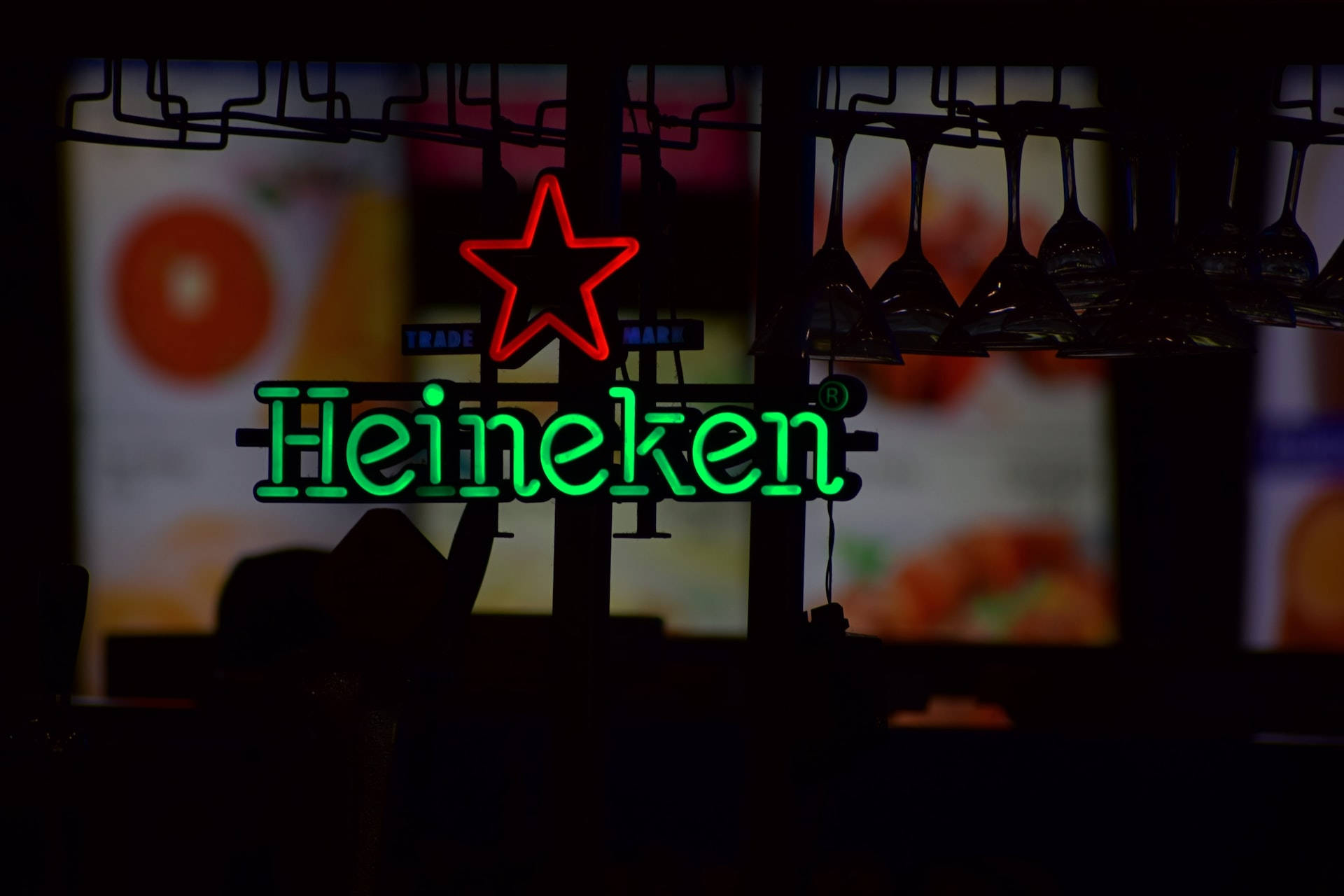 Heineken, neon sign, green and red, Full HD Desktop Wallpaper