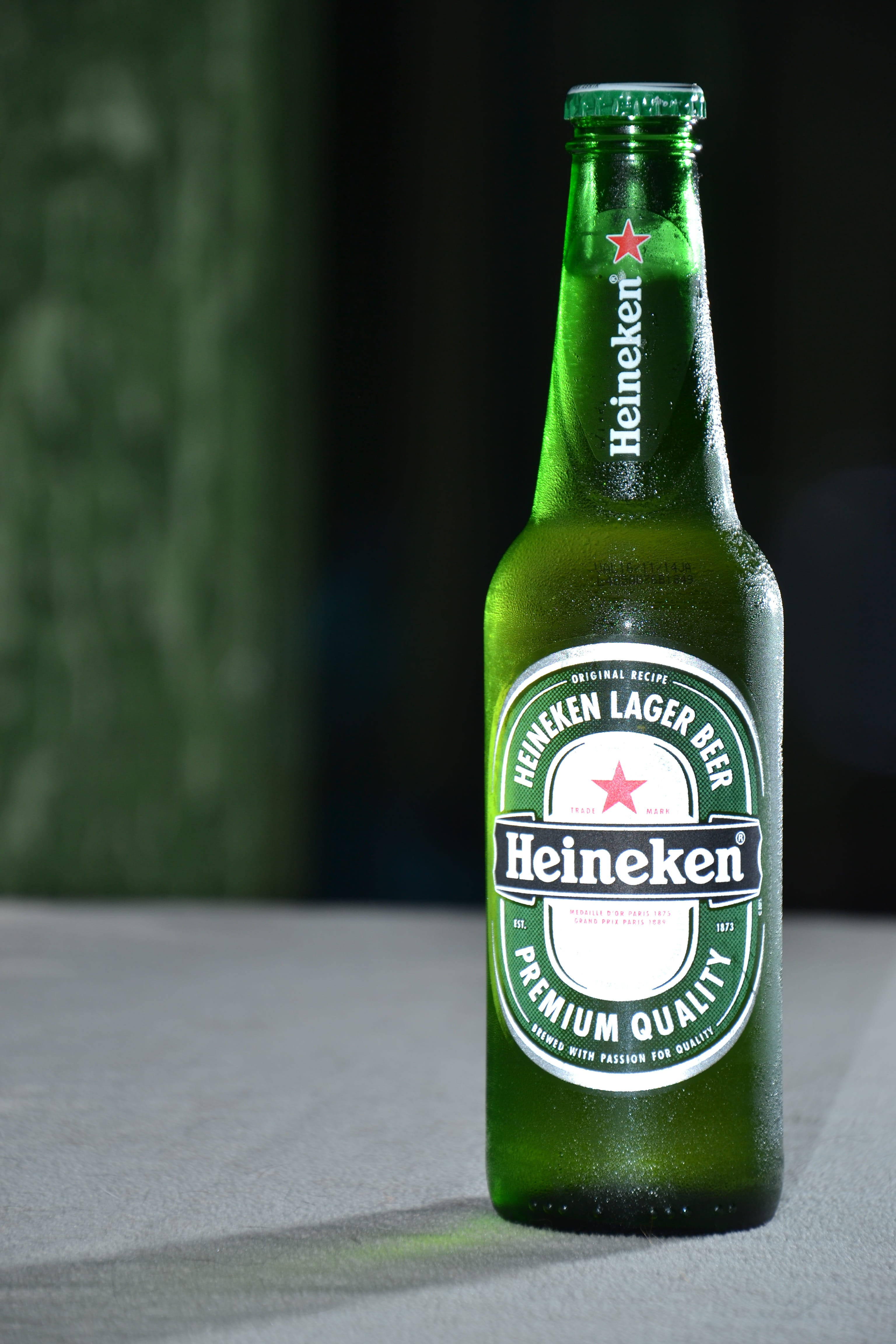 Heineken, lager beer bottle, condensation, 4K Phone Wallpaper