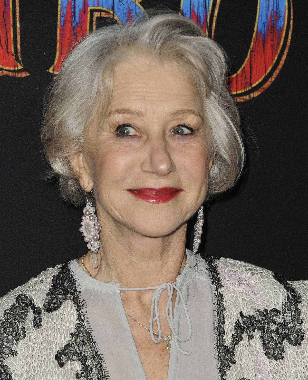 Helen Mirren, silver hair, red lipstick, HD Phone Wallpaper