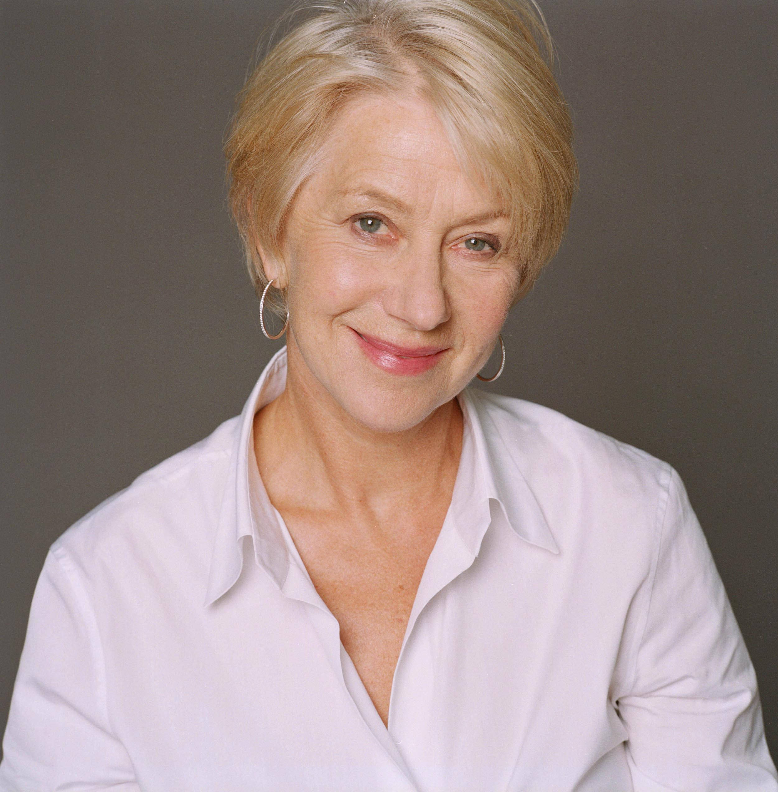Helen Mirren, short blonde hair, hoop earrings, Full HD Phone Wallpaper