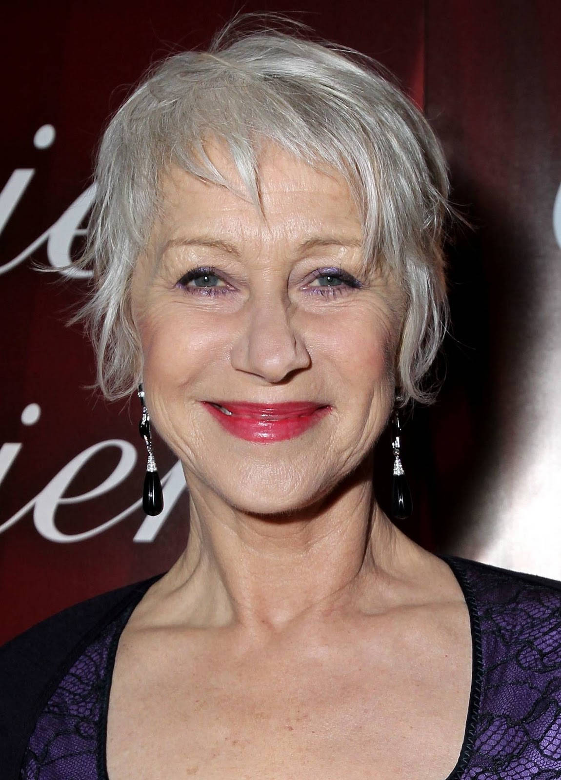 Helen Mirren, silver hairstyle, red lipstick, HD Phone Wallpaper