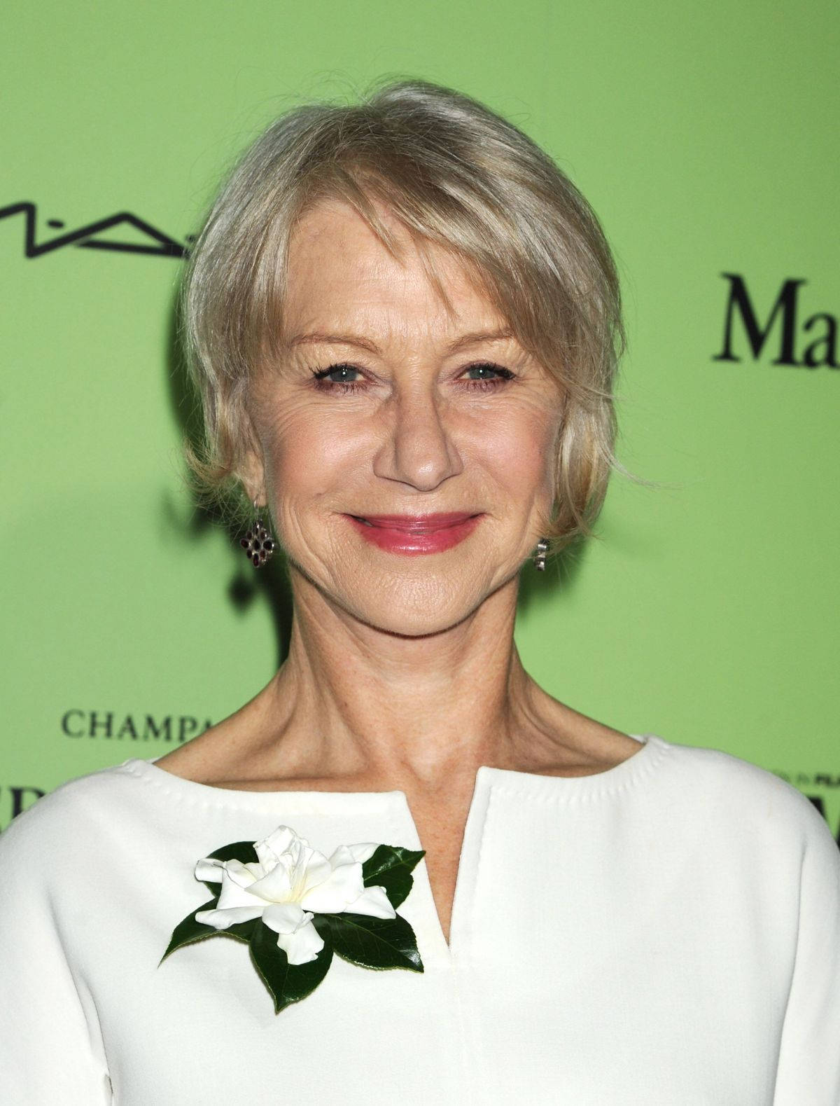 Helen Mirren, gray hair, white top, HD Phone Wallpaper