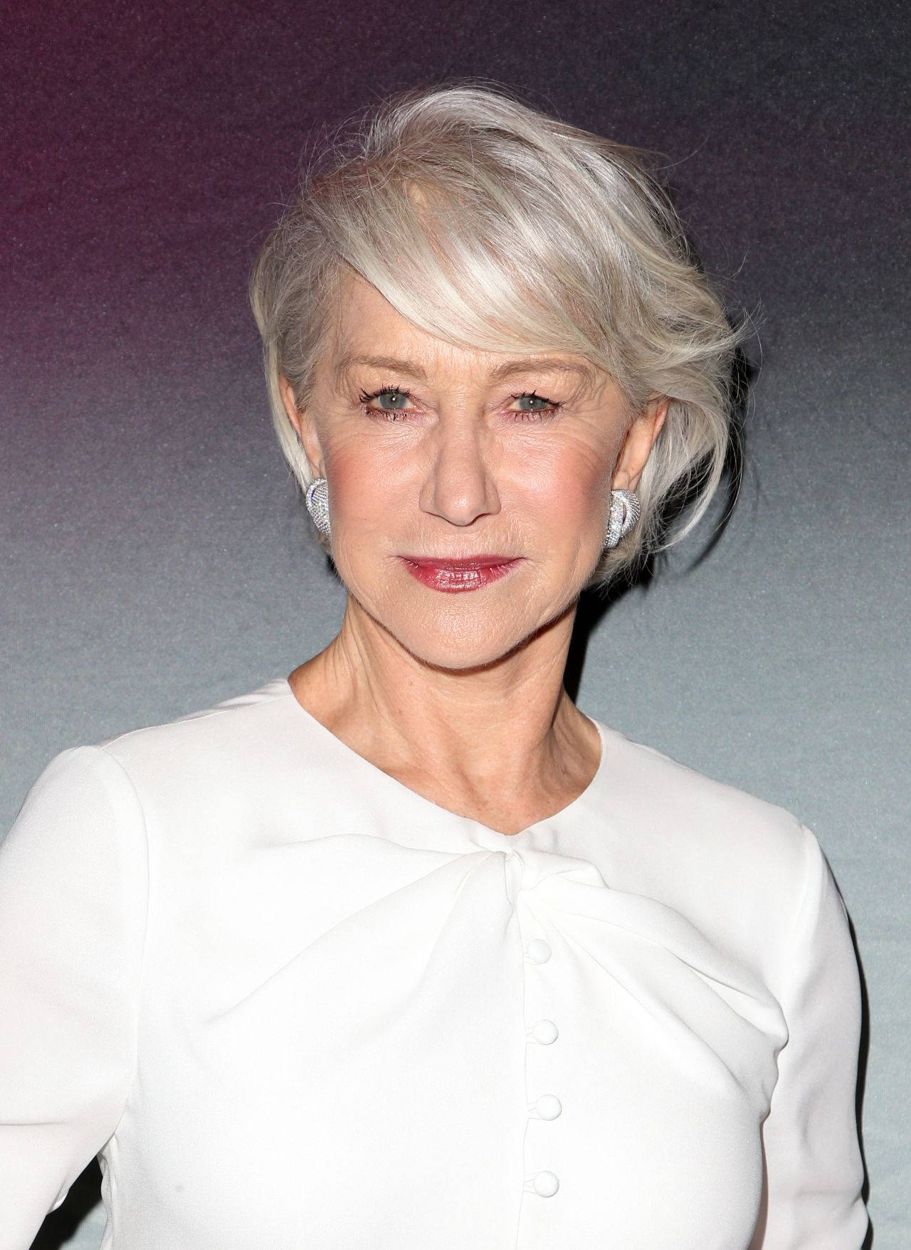 Helen Mirren, silver hair, elegant white blouse, HD Phone Wallpaper