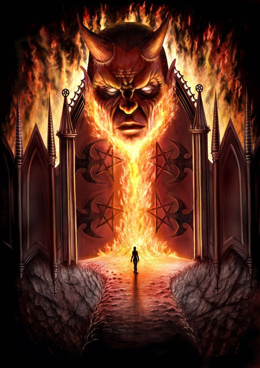 Hell 900, 1273, fiery demonic gate, SD Phone Wallpaper