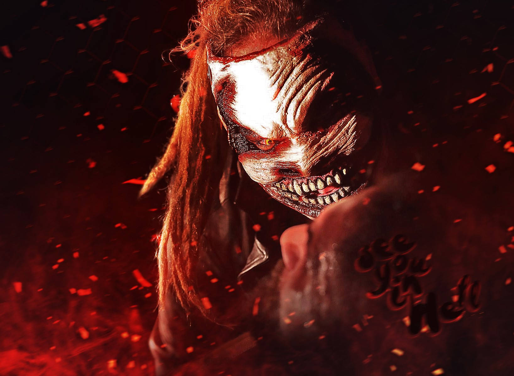 Hell, demonic figure, glowing eyes, HD Desktop Wallpaper