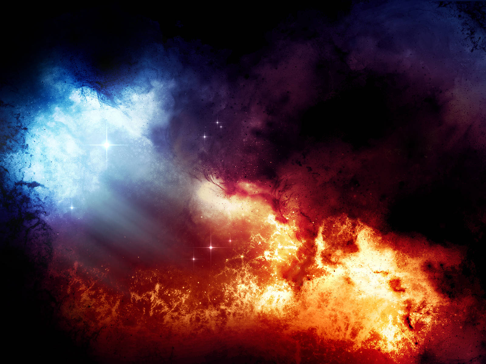 Hell, cosmic nebula, fiery orange, HD Desktop Wallpaper