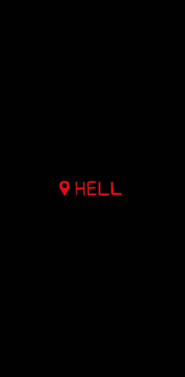 HELL, glowing red text, red location pin, HD Phone Wallpaper