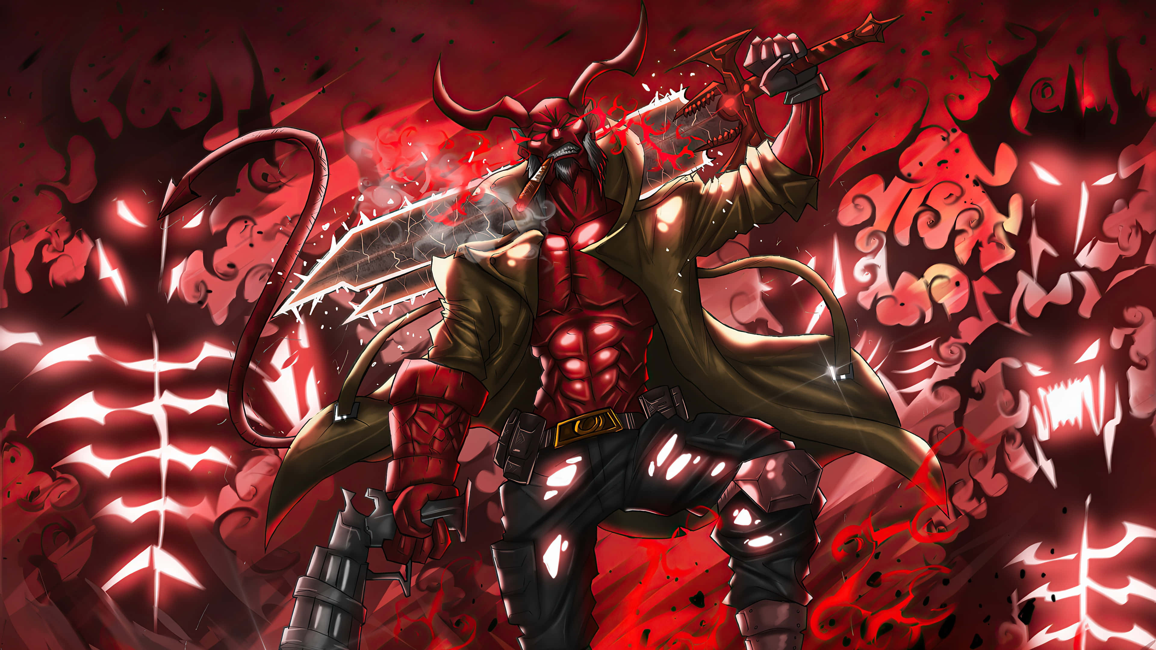 Hellboy, red-skinned, horns, 4K Desktop Wallpaper