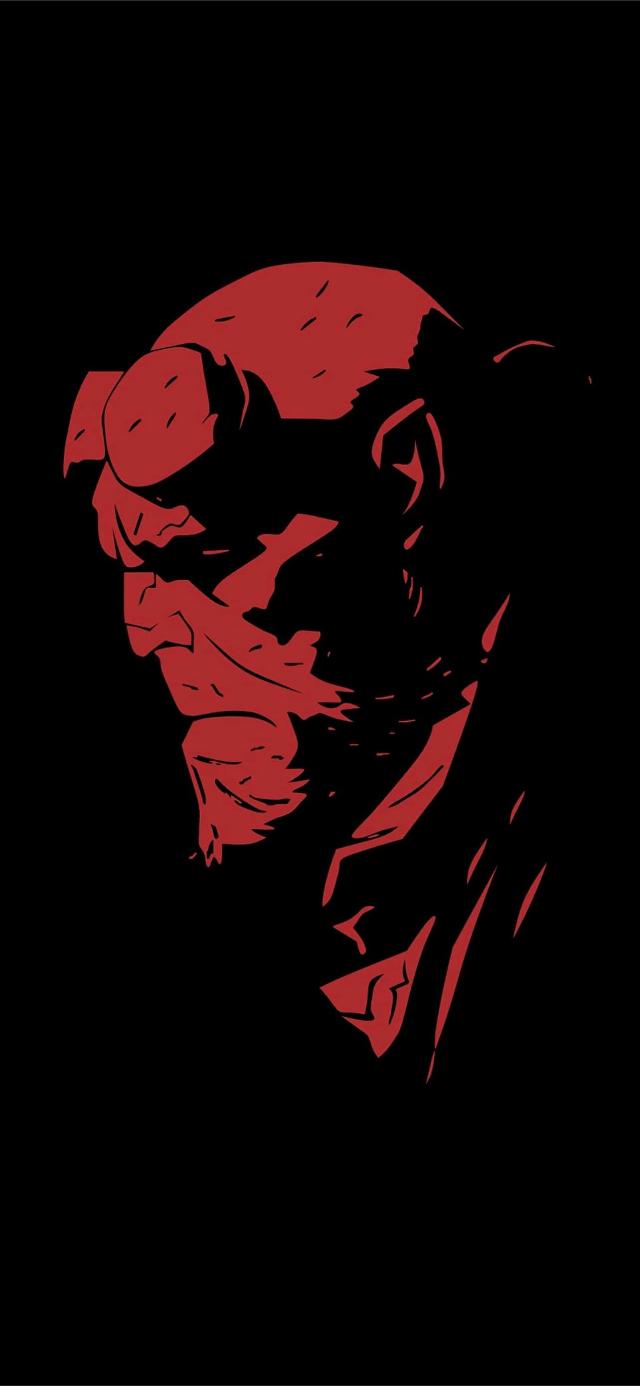 Hellboy, red silhouette, demonic figure, 2K Phone Wallpaper