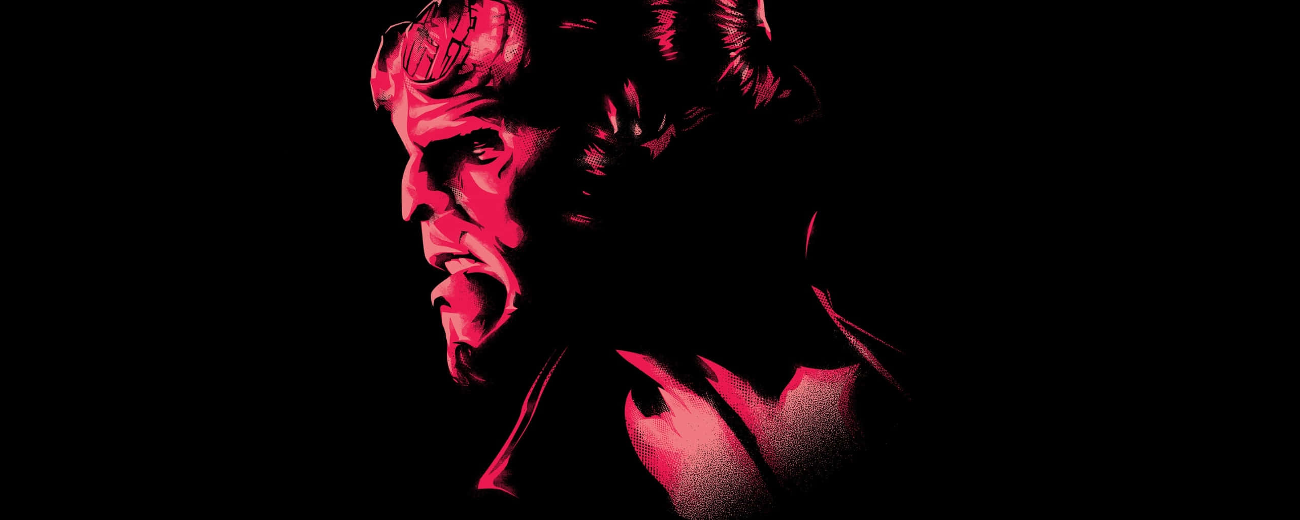 Hellboy, red-hued, horns, 2K Desktop Wallpaper