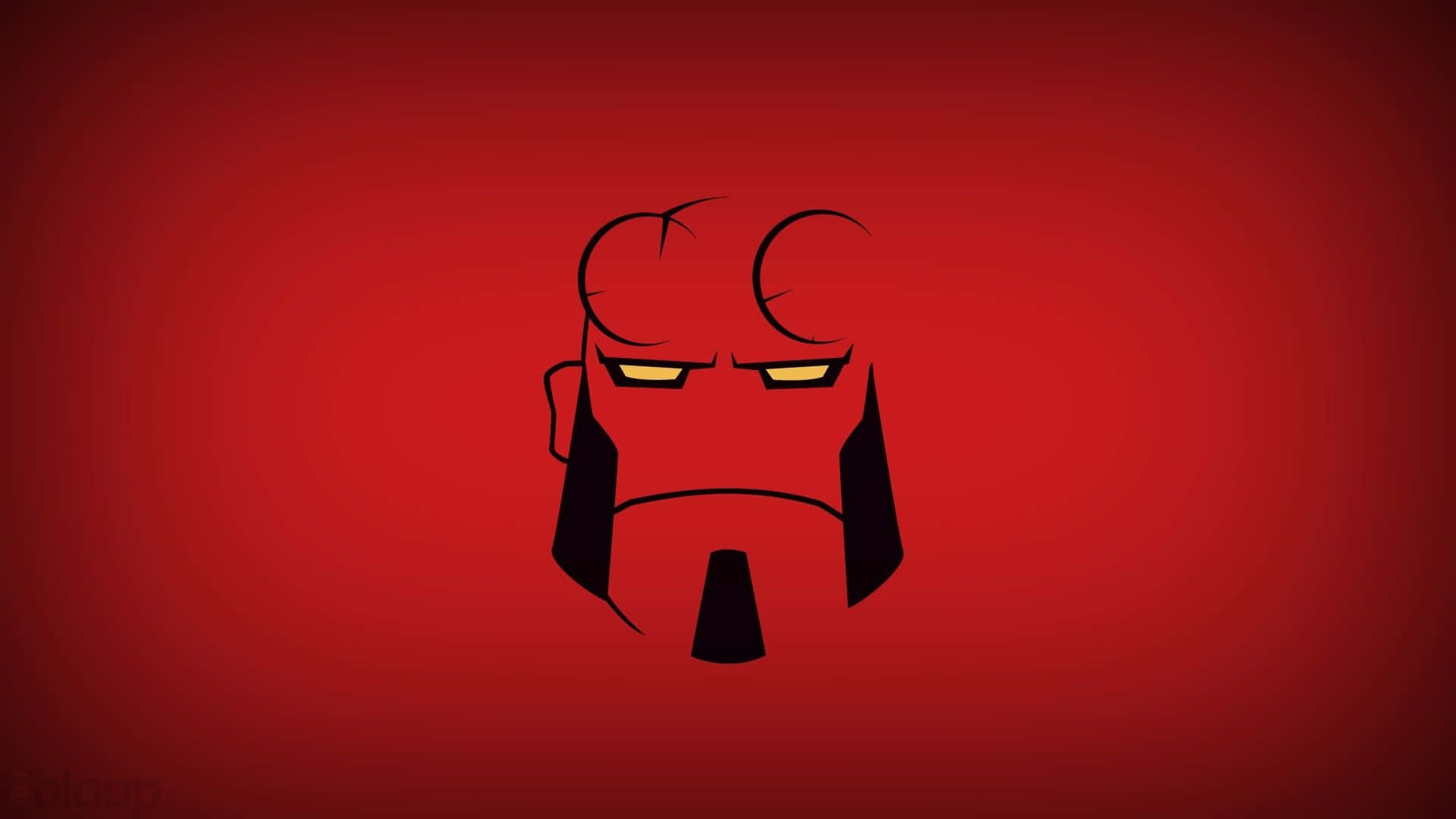 Hellboy, black silhouette, glowing yellow eyes, Full HD Desktop Wallpaper