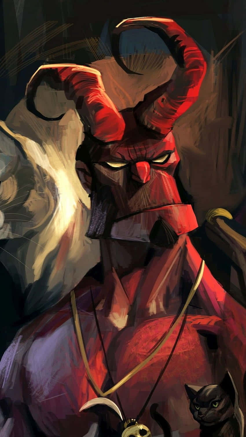 Hellboy, red horned demon, glowing eyes, HD Phone Wallpaper