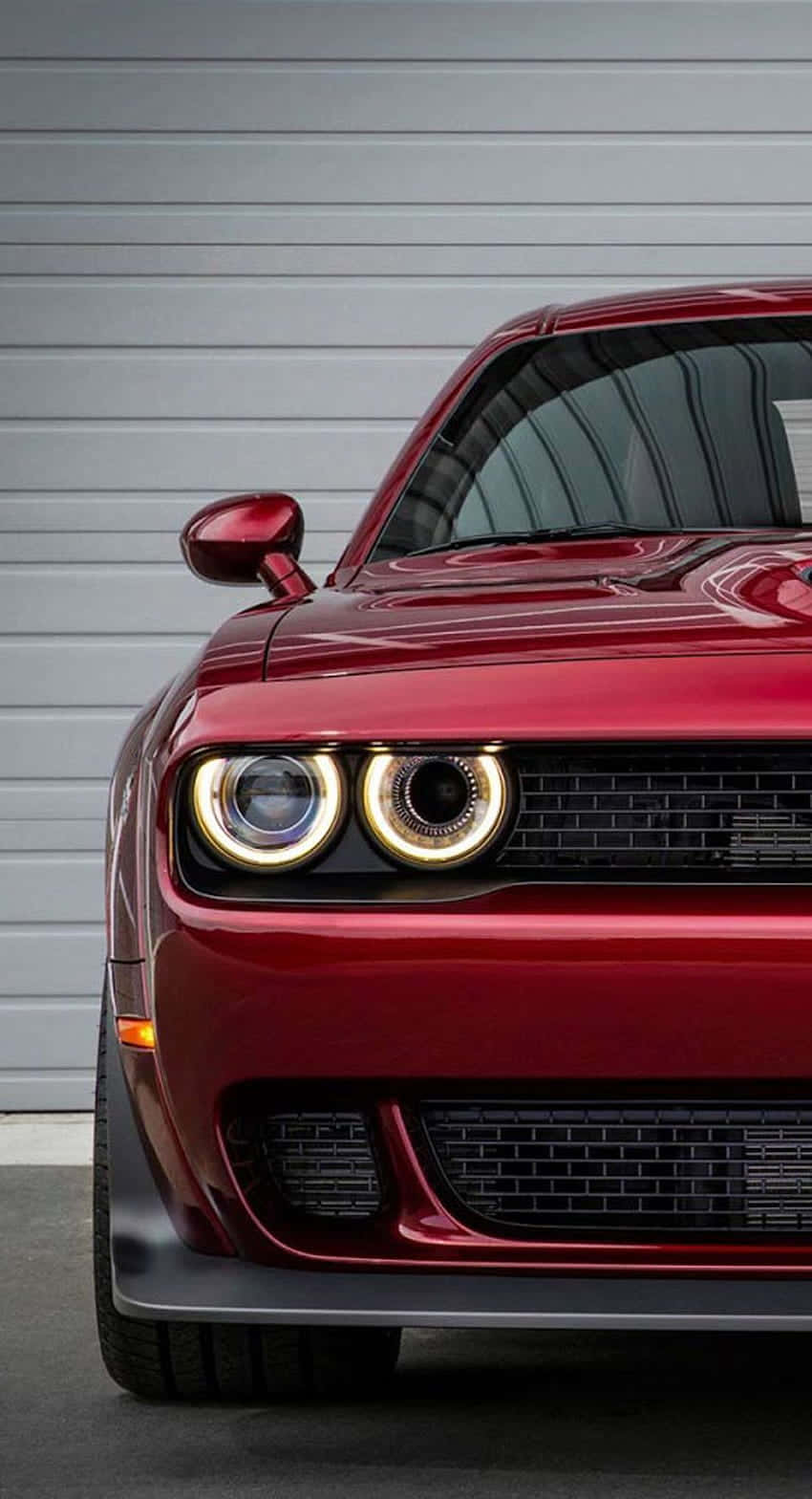 Hellcat iPhone, glossy red, muscle car, HD Phone Wallpaper