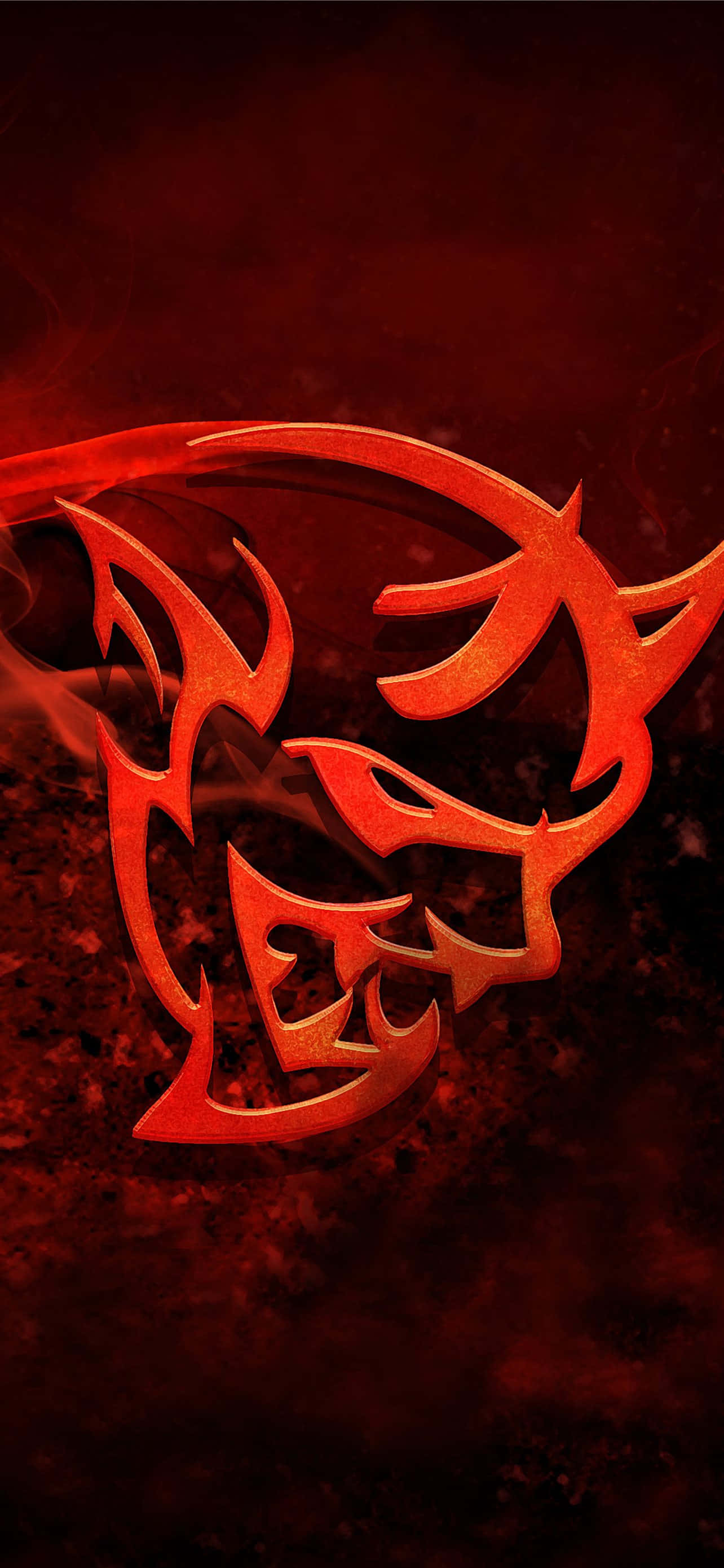 Hellcat iPhone, red logo, devil, 2K Phone Wallpaper
