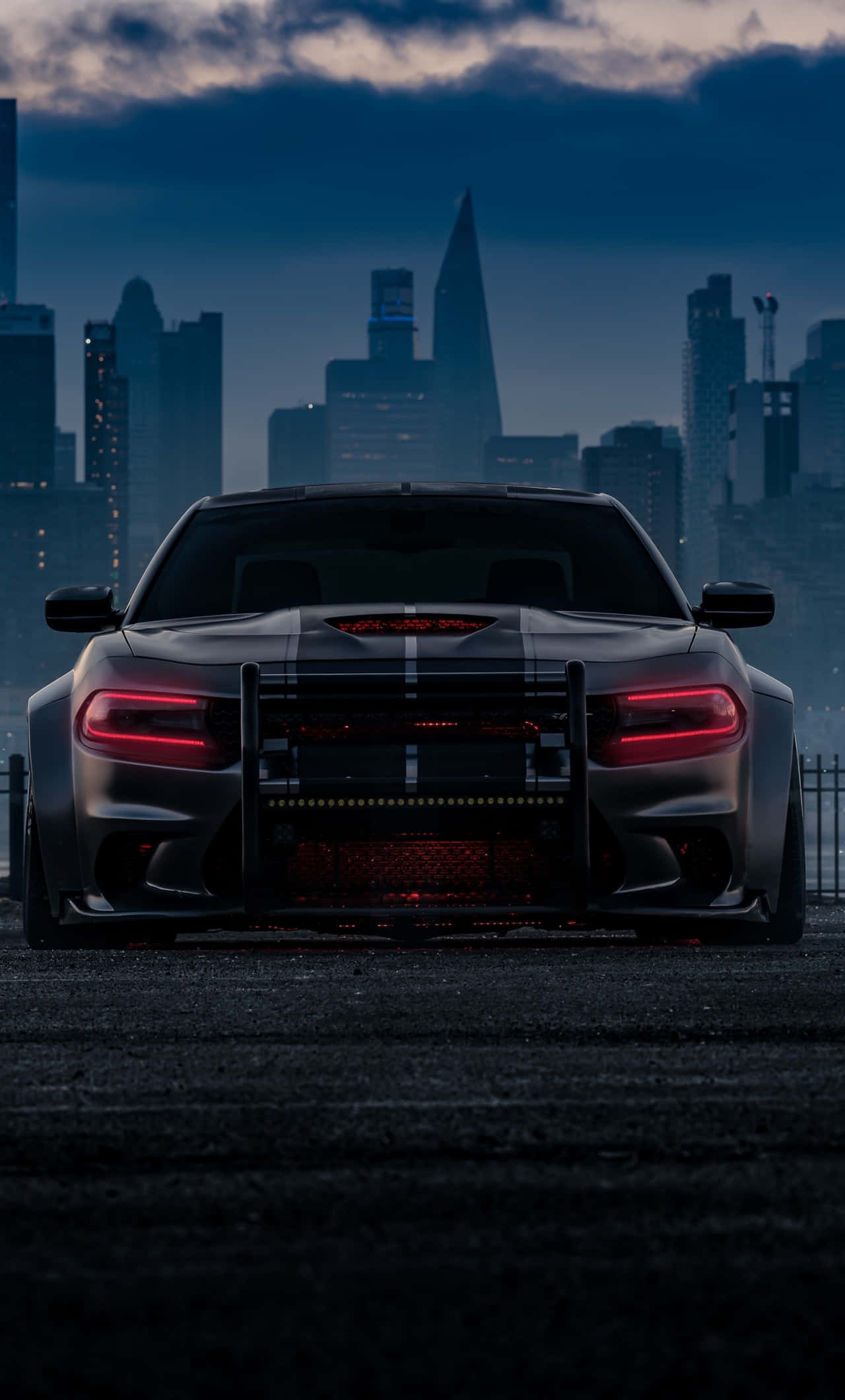 Hellcat, iPhone, sleek black muscle car, Full HD Phone Wallpaper