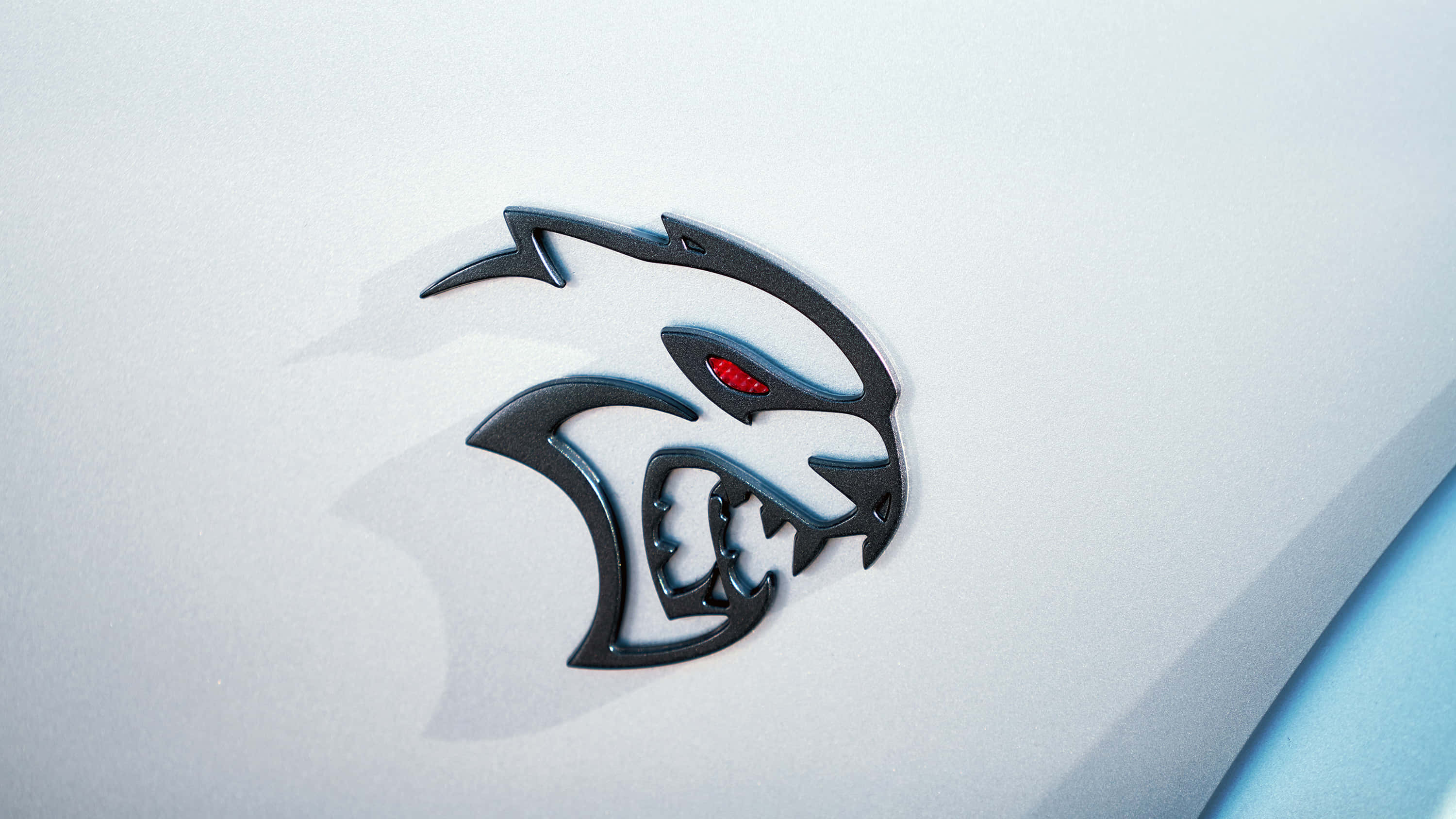Hellcat Redeye, panther head emblem, glowing red eyes, 2K Desktop Wallpaper