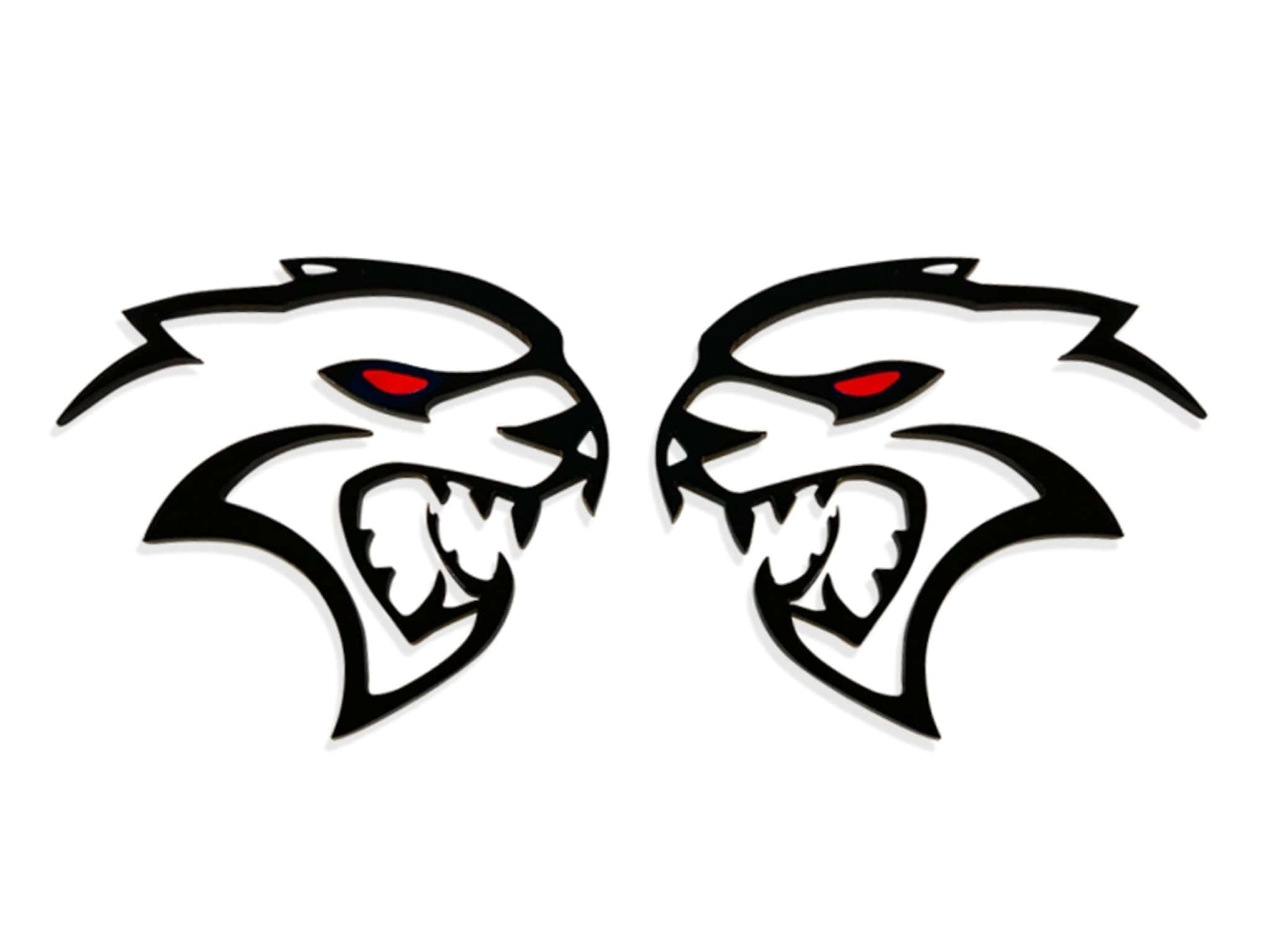 Hellcat Redeye Logo, panther heads, red eyes, Full HD Desktop Wallpaper