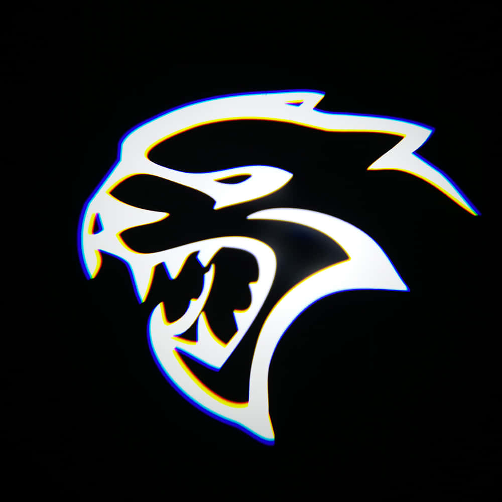 Hellcat Redeye Logo, glowing white, stylized panther head, SD Desktop Wallpaper