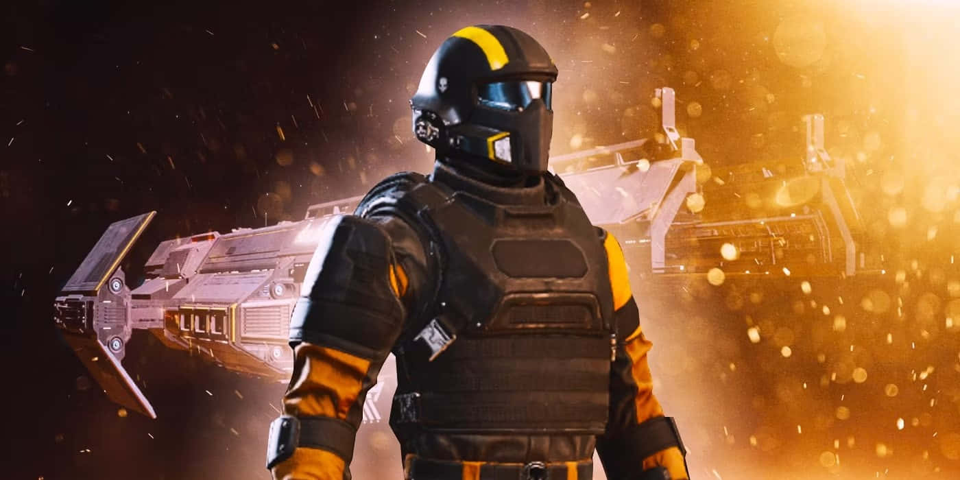 Helldivers 2, elite soldier, black and yellow armor, HD Desktop Wallpaper