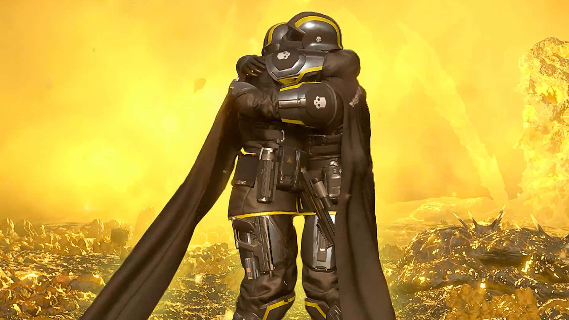 Helldivers 2, armored soldier, black and yellow gear, Full HD Desktop Wallpaper