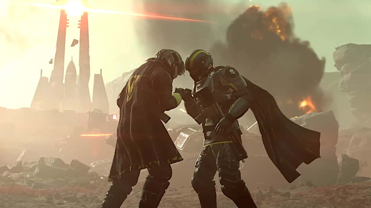 Helldivers 2, battlefield, explosions, SD Desktop Wallpaper