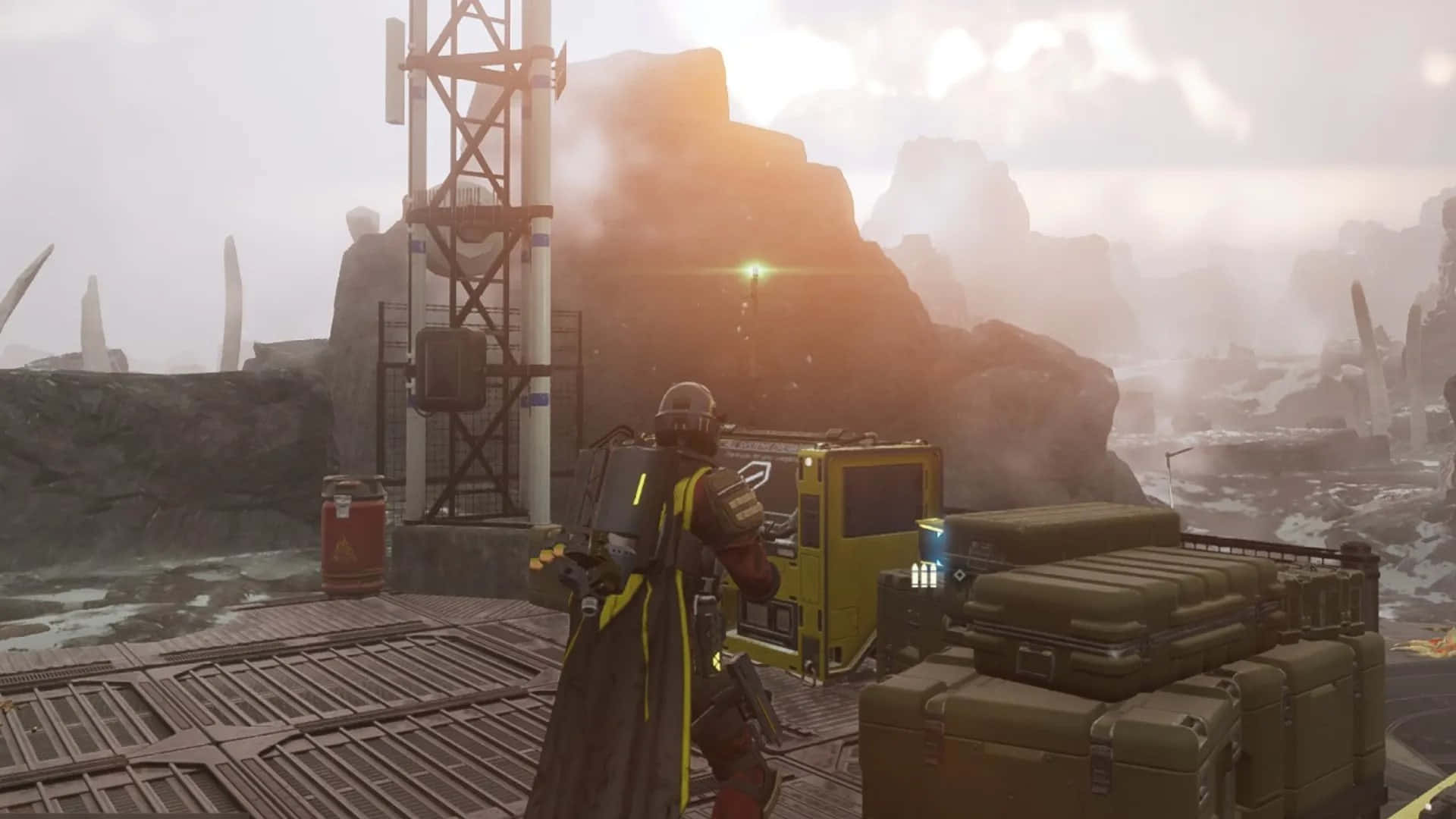 Helldivers 2, yellow and black gear, yellow truck, Full HD Desktop Wallpaper