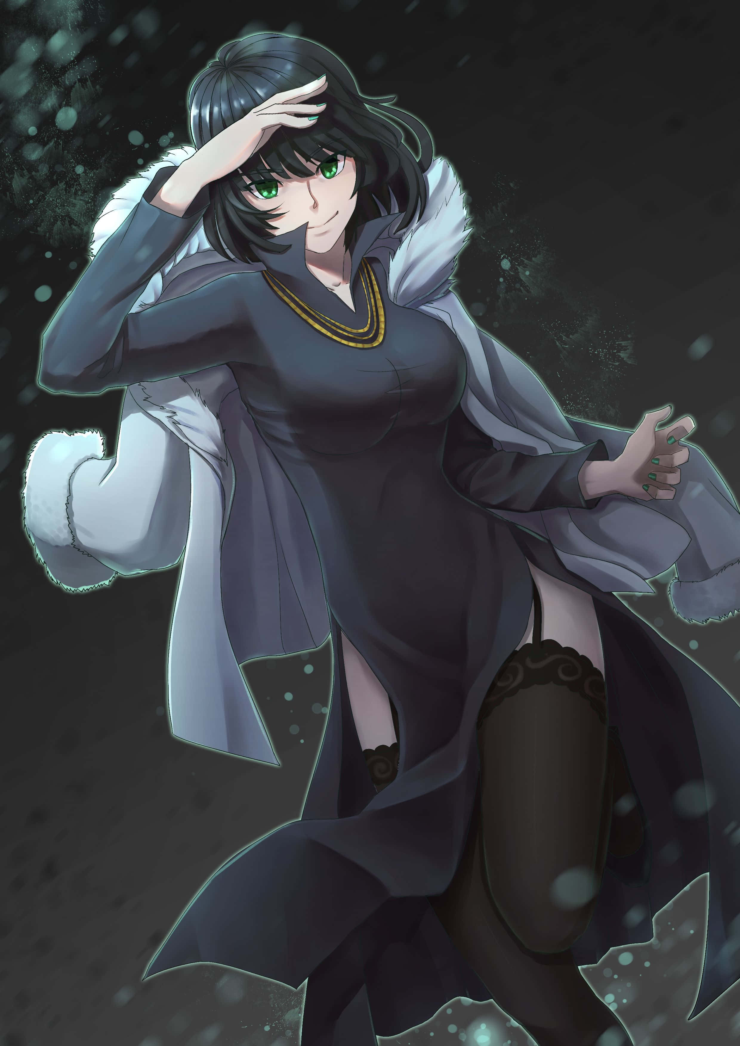 Hellish Blizzard, anime girl, green eyes, 2K Phone Wallpaper