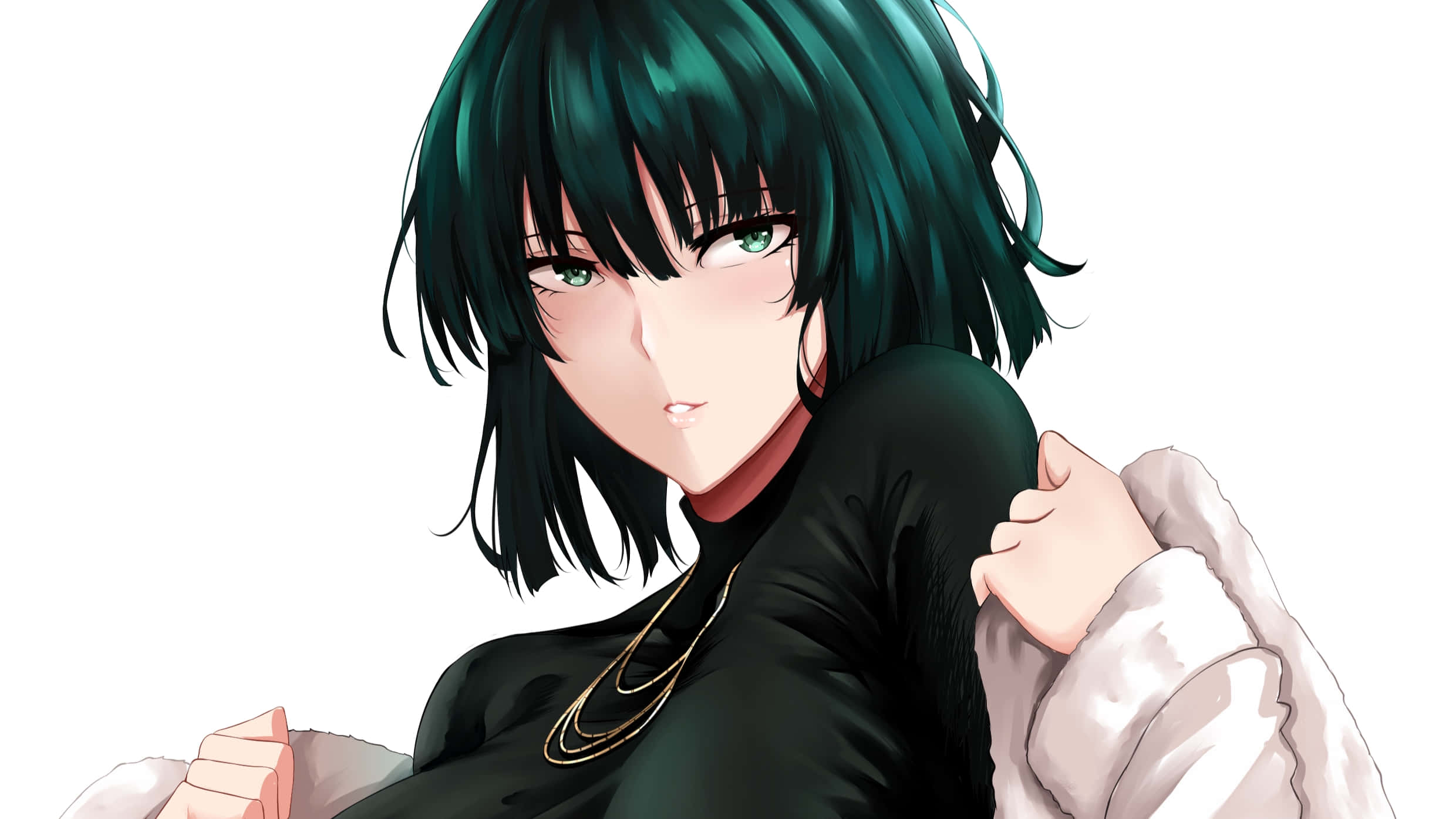 Hellish Blizzard, teal hair, green eyes, Full HD Desktop Wallpaper
