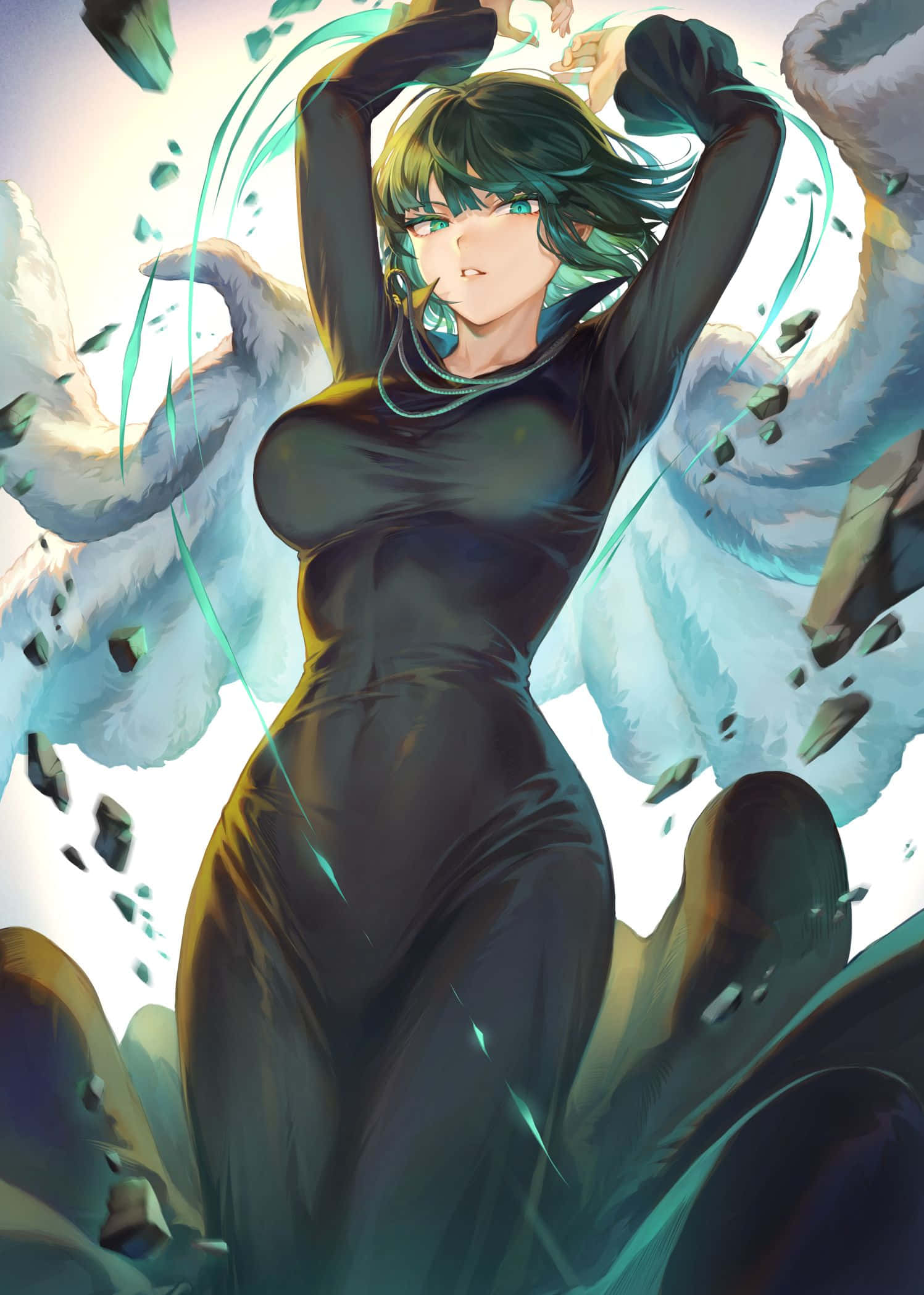 Hellish Blizzard, anime woman, black dress, Full HD Phone Wallpaper