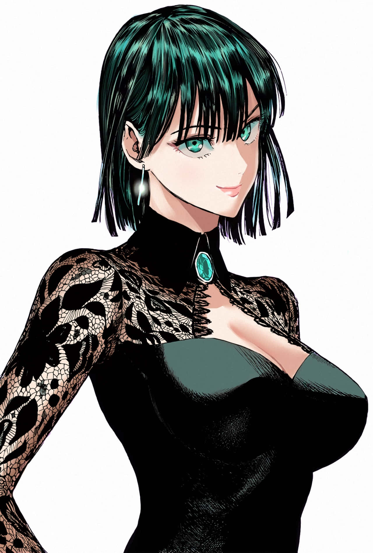 Hellish Blizzard, teal hair, black lace top, HD Phone Wallpaper