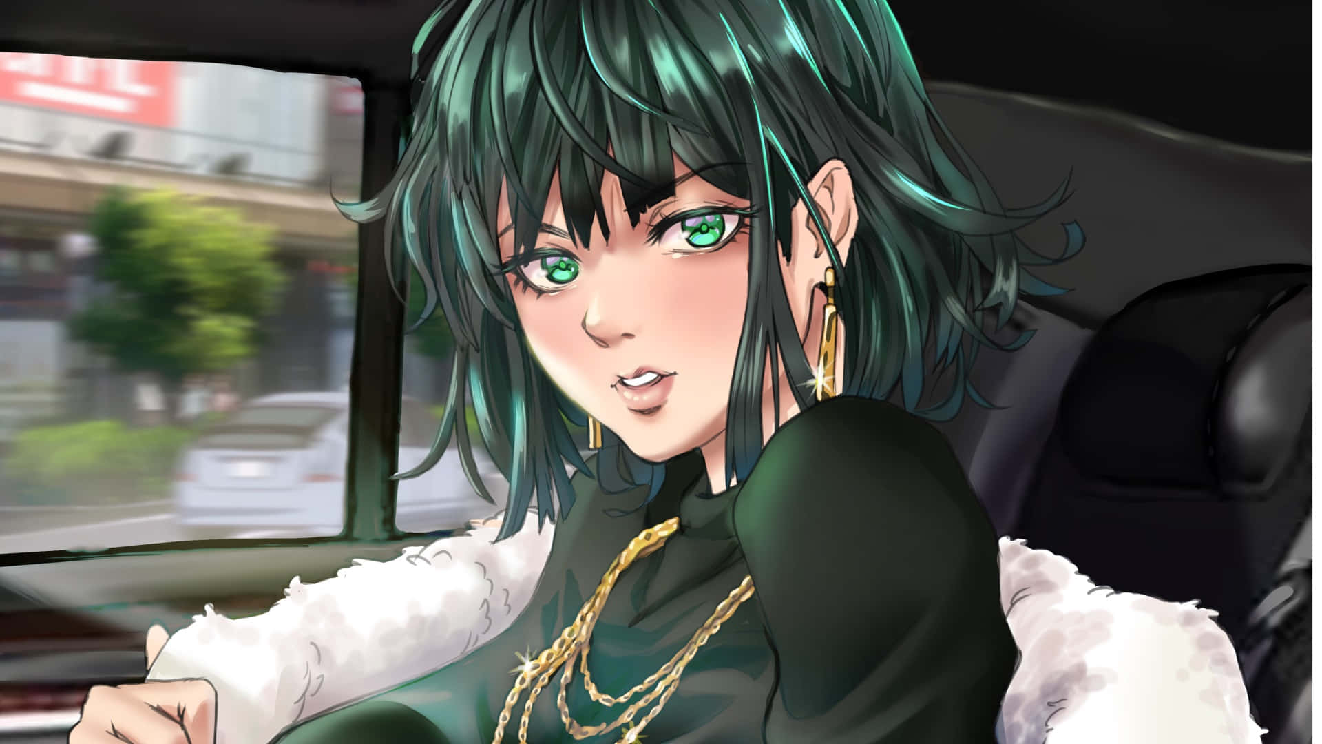 Hellish Blizzard, anime girl, teal hair, Full HD Desktop Wallpaper