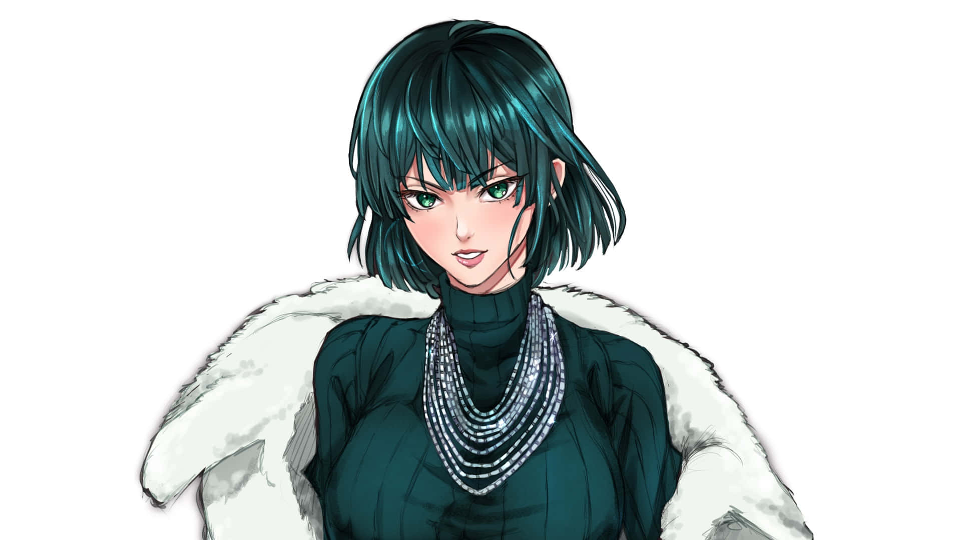 Hellish Blizzard, teal hair, green eyes, Full HD Desktop Wallpaper