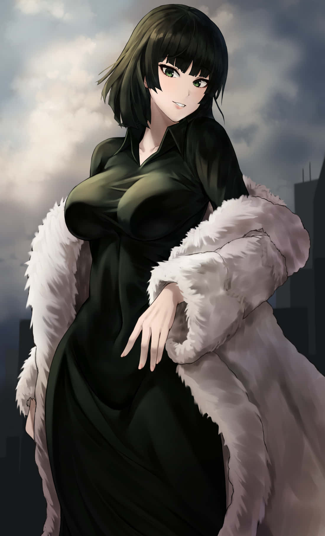 Hellish Blizzard, anime woman, dark green dress, HD Phone Wallpaper