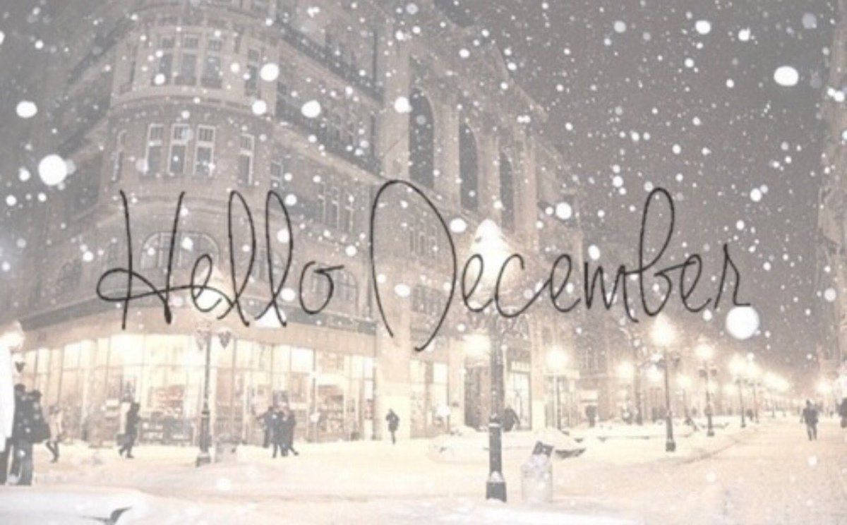 Hello December, snowy building, snowflakes, SD Desktop Wallpaper