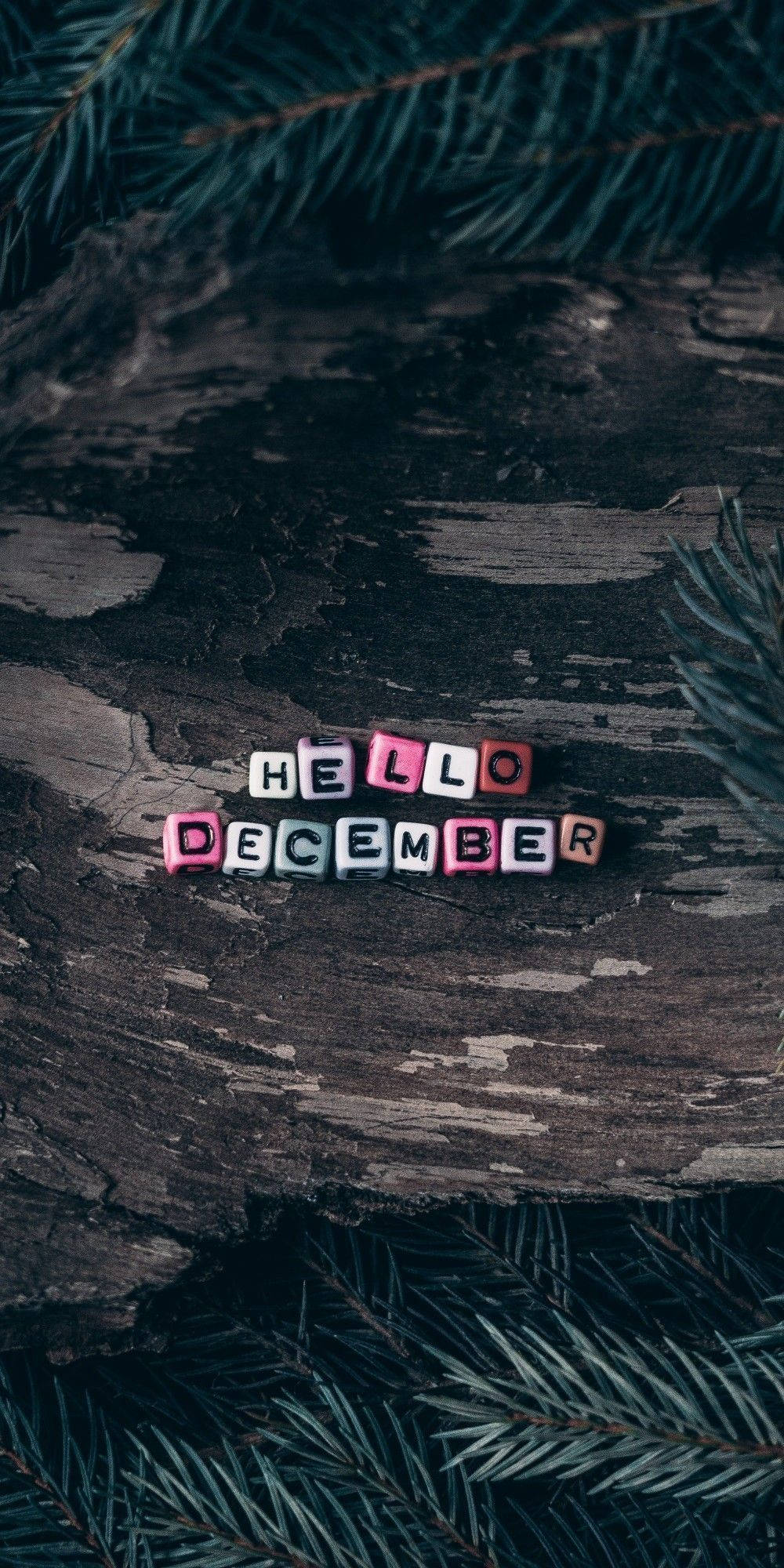 Hello December, wooden blocks, colorful letter blocks, Full HD Phone Wallpaper