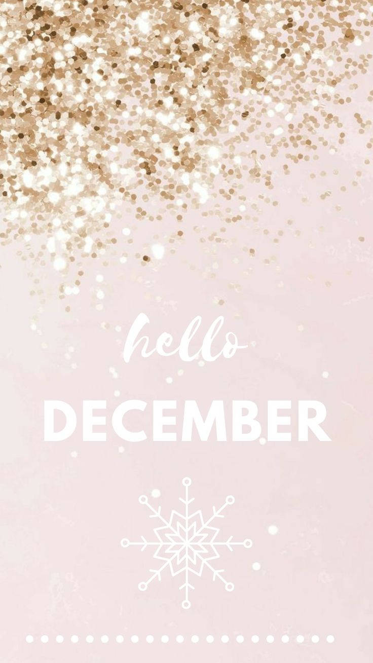 Hello December, pink, golden glitter, HD Phone Wallpaper
