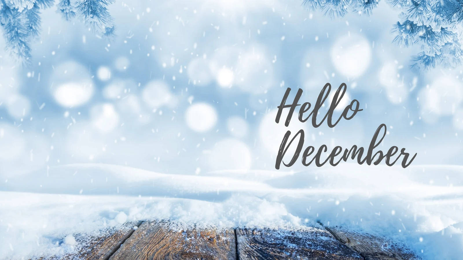 Hello December, blue snow, snowflakes, HD Desktop Wallpaper