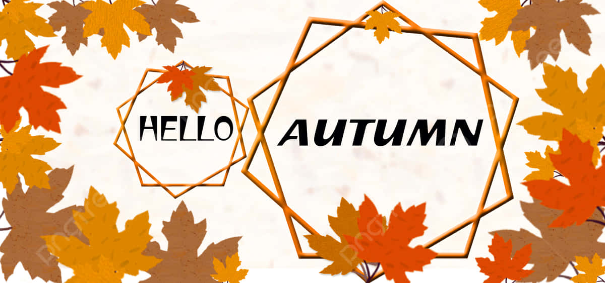 hello autumn, autumn leaves, geometric gold borders, SD Desktop Wallpaper