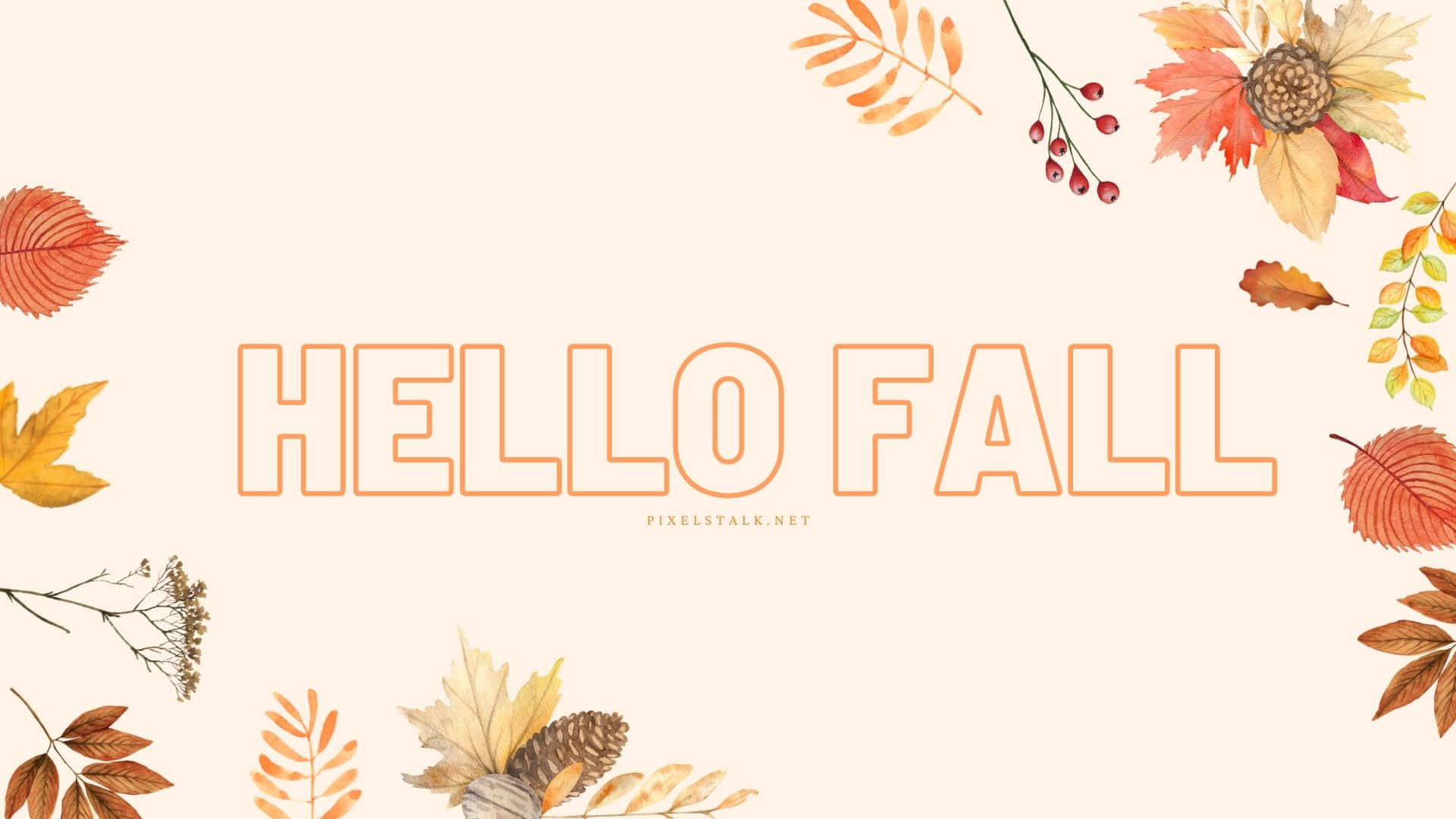 Hello Fall, autumn leaves, pinecones, Full HD Desktop Wallpaper