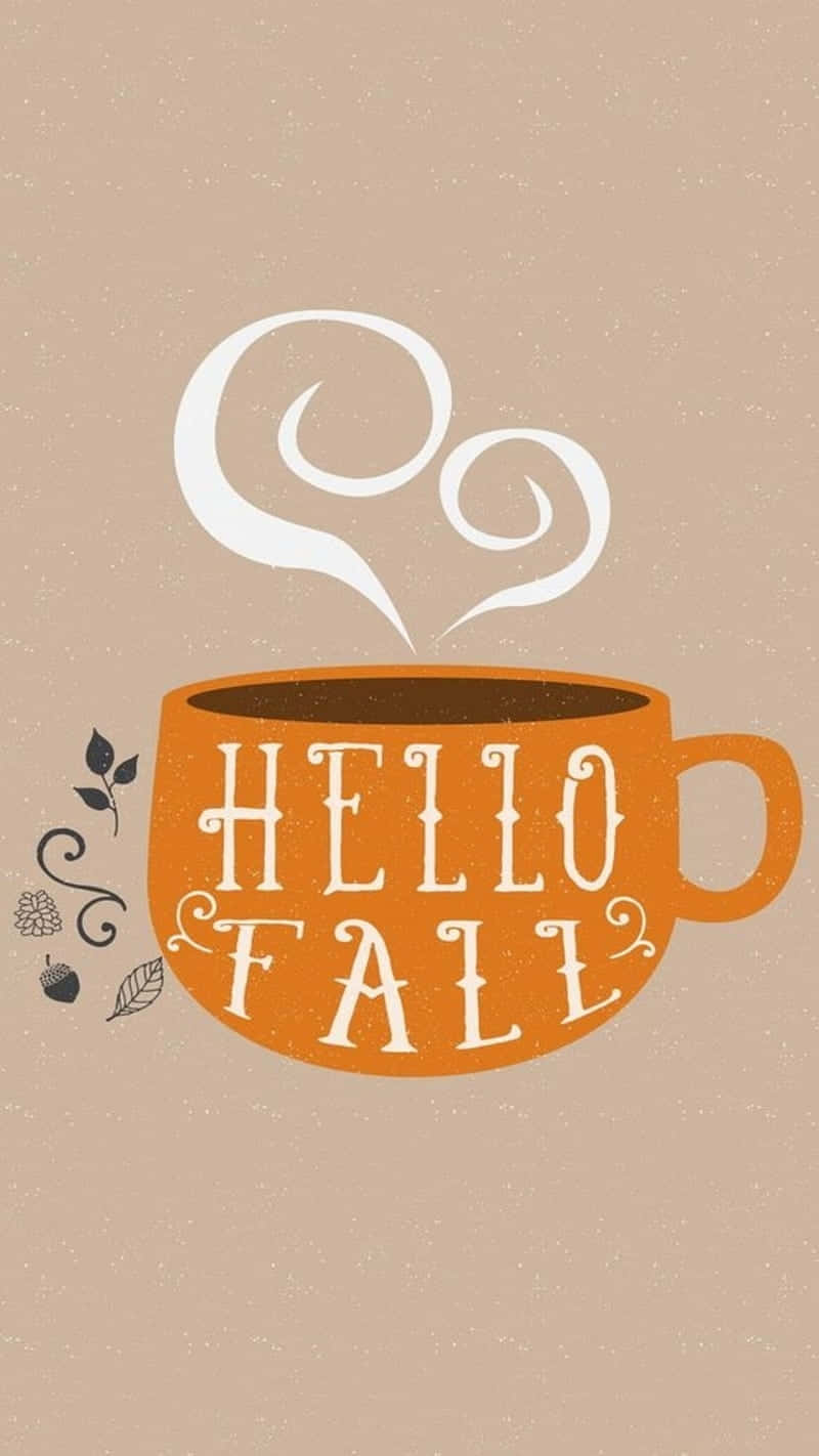 hello fall, orange coffee cup, swirling steam, HD Phone Wallpaper