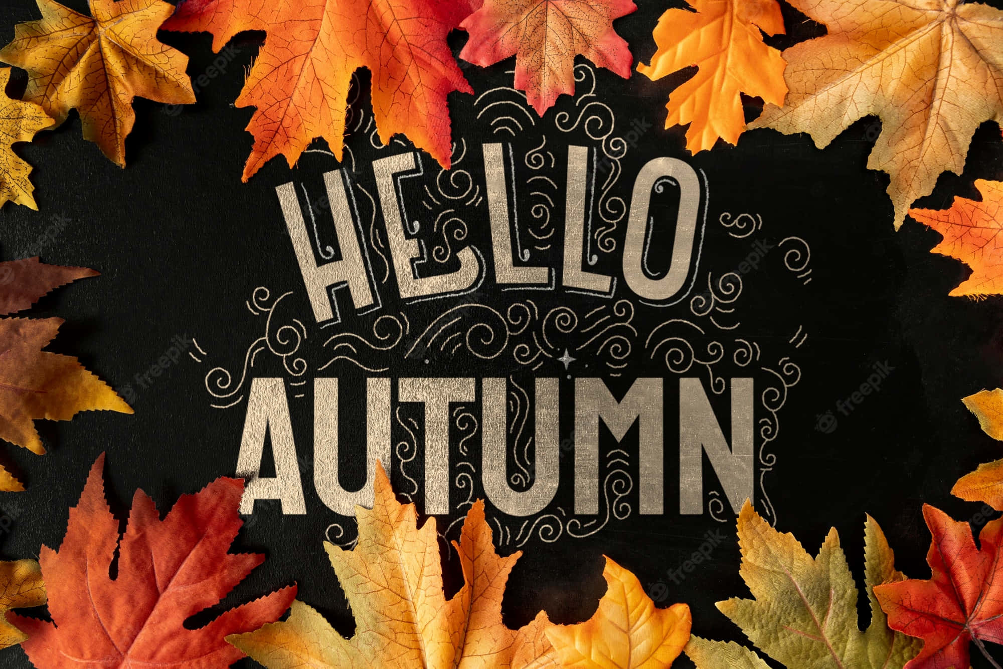 hello autumn, orange, yellow, Full HD Desktop Wallpaper