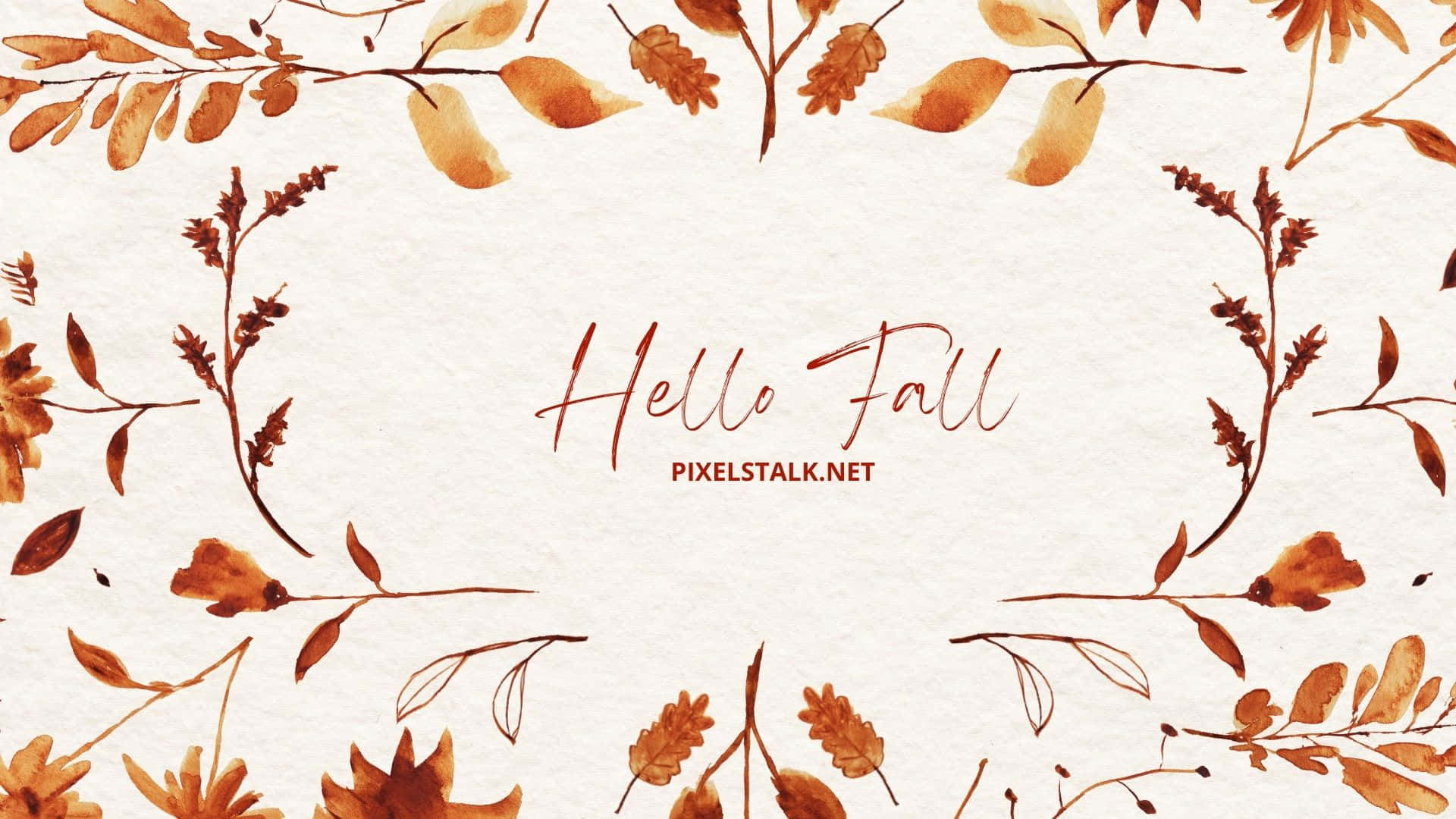 Hello Fall, watercolor, autumn leaves, Full HD Desktop Wallpaper