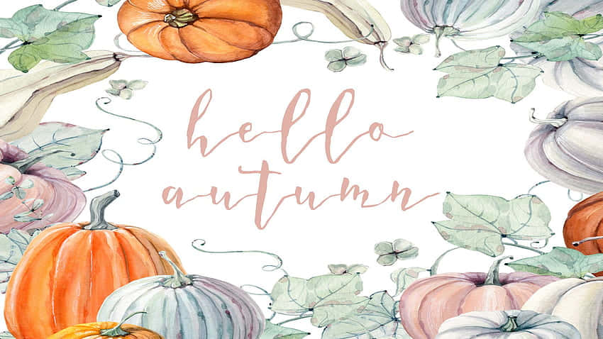 hello fall, watercolor, autumn pumpkins, SD Desktop Wallpaper