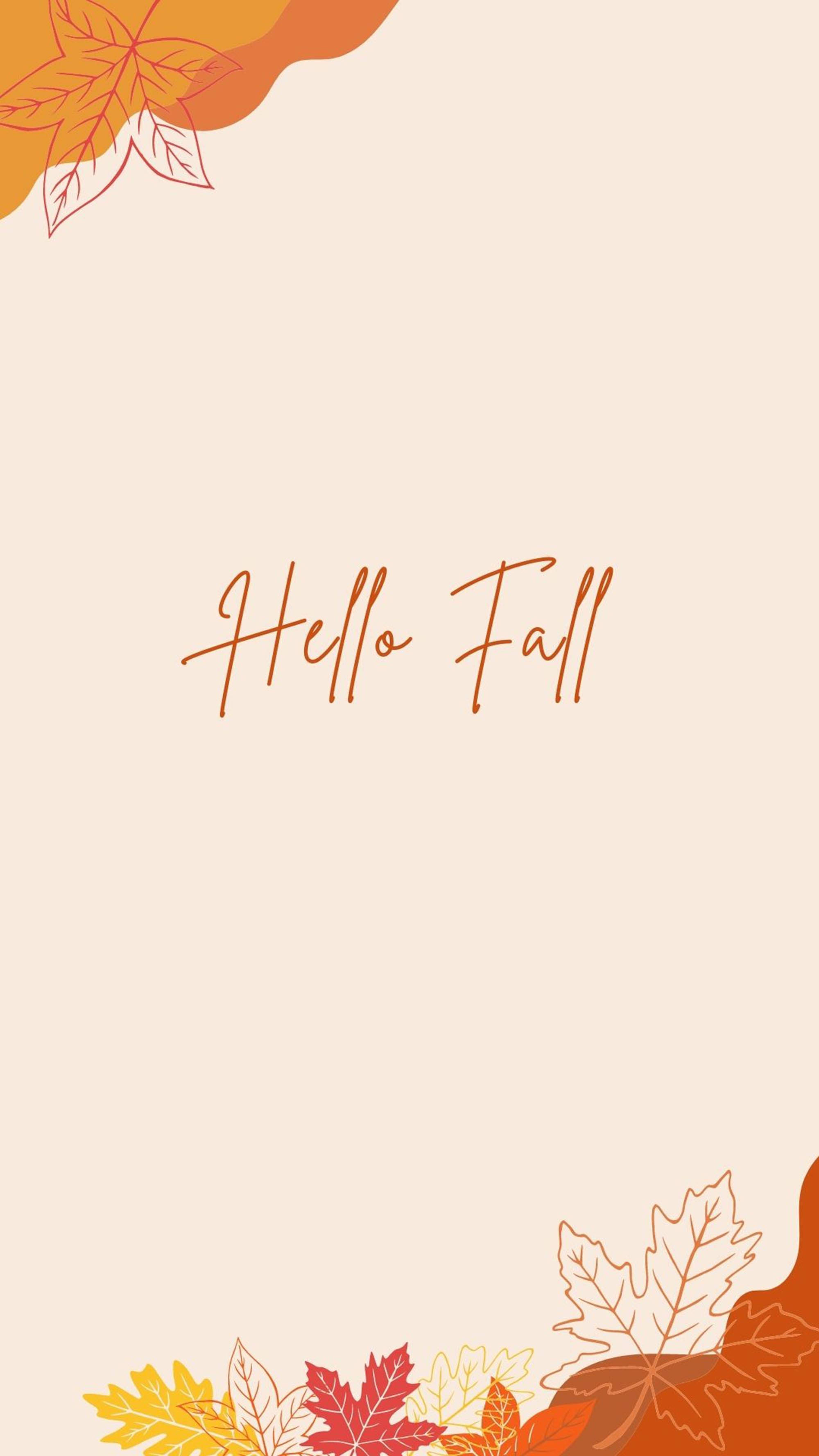 Hello Fall, autumn leaves, warm orange red, 2K Phone Wallpaper