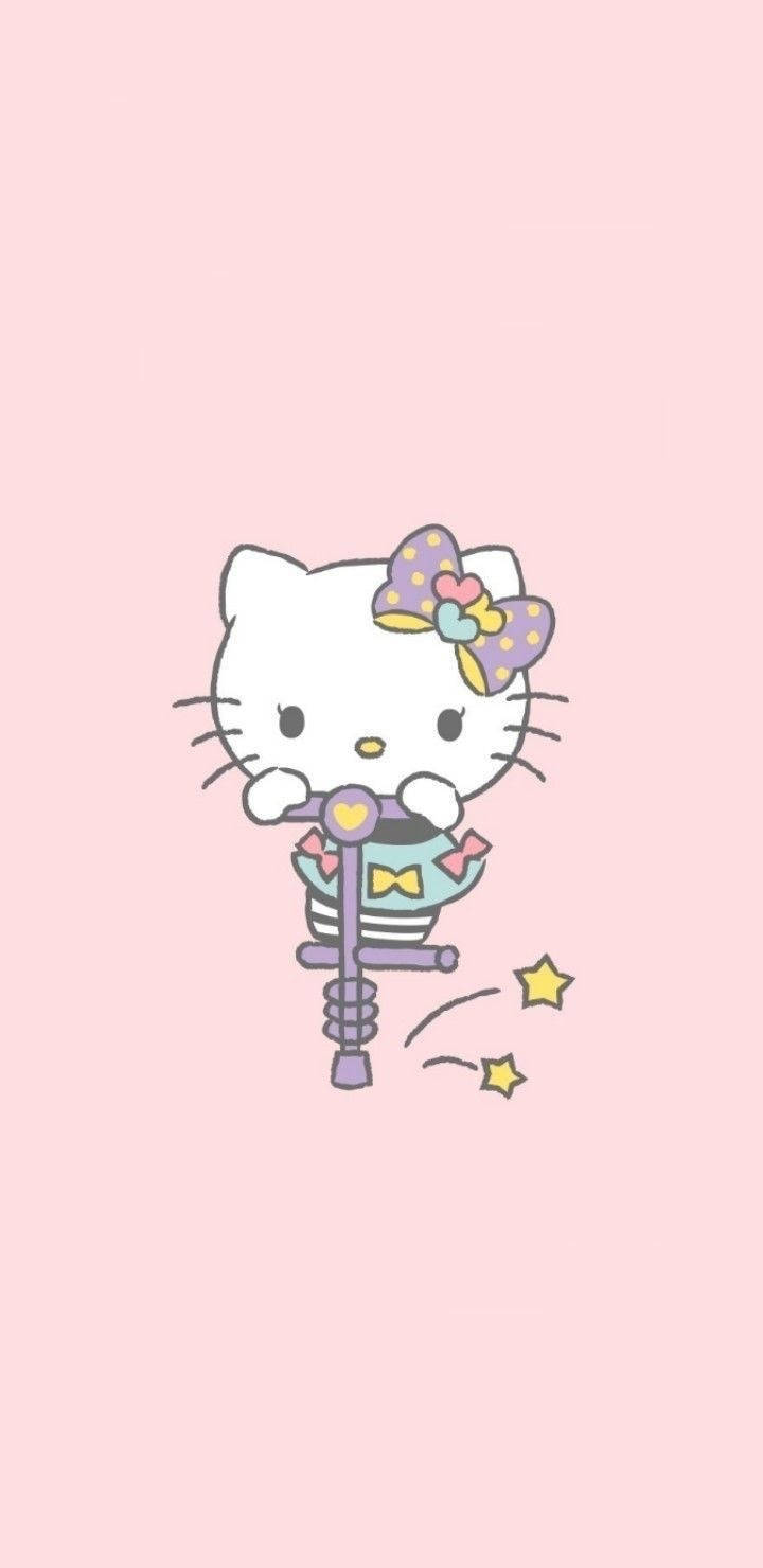Hello Kitty, purple pogo stick, sparkles, HD Phone Wallpaper