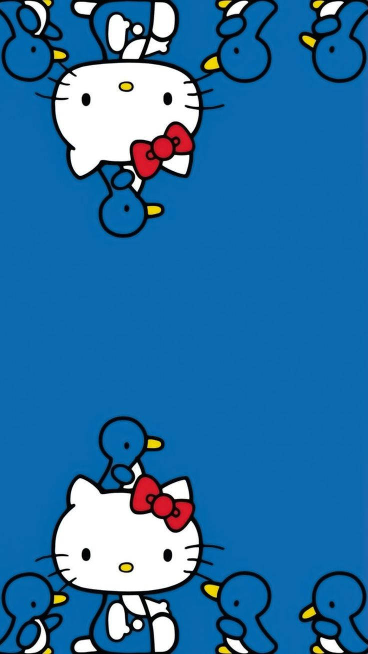Hello Kitty, blue suit, red bow, HD Phone Wallpaper