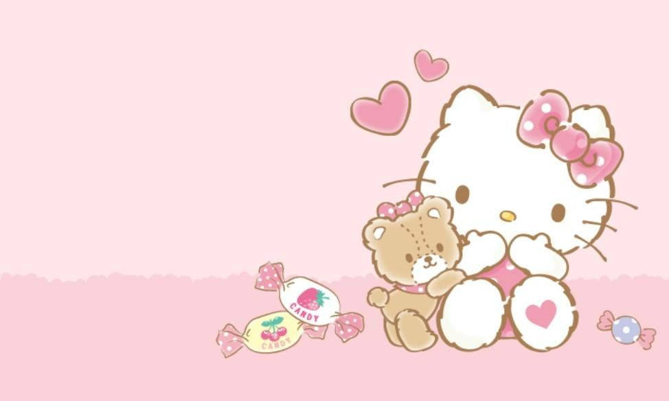 Hello Kitty, pink world, teddy bear, SD Desktop Wallpaper