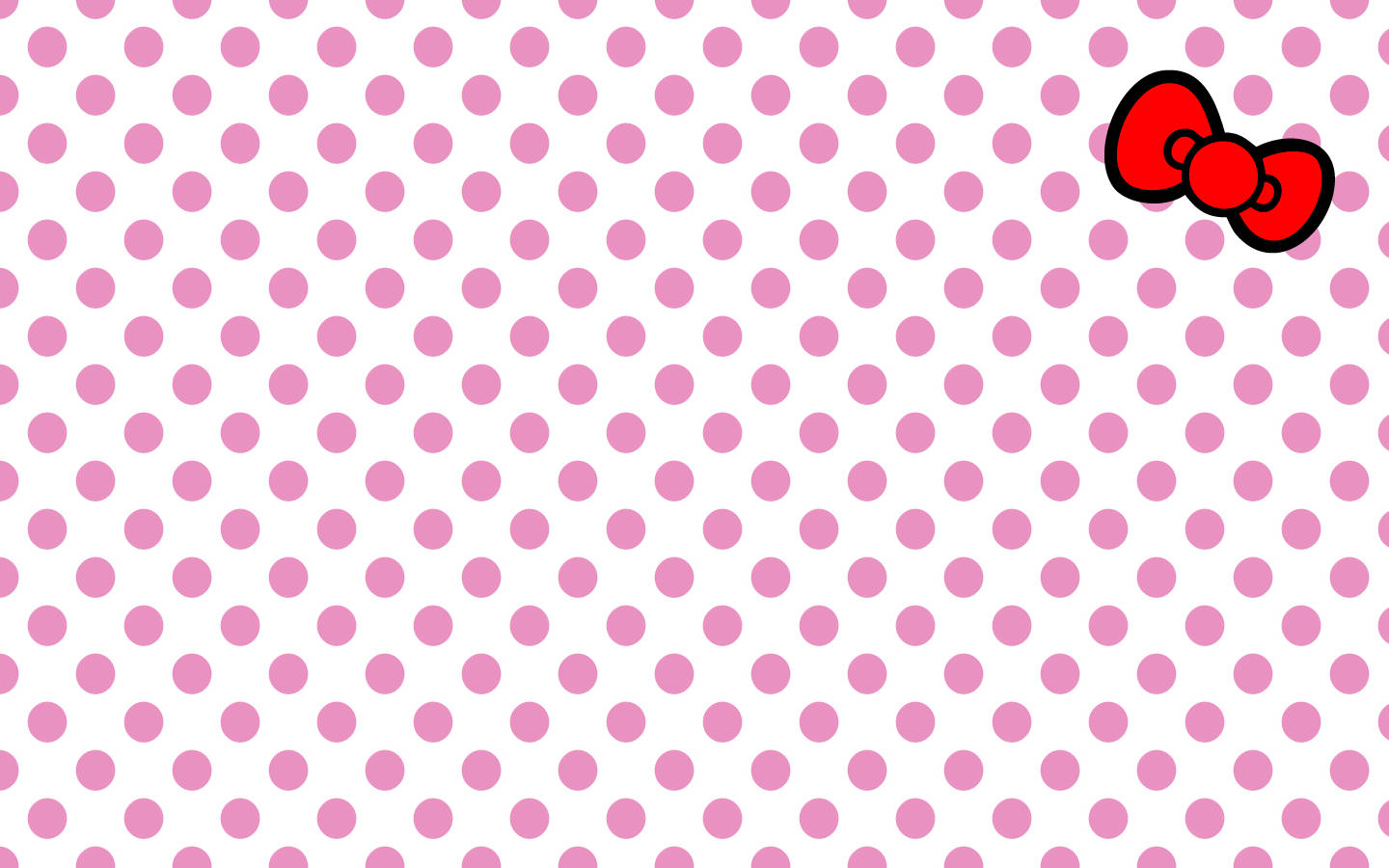 Hello Kitty, pink polka dot pattern, bold red bow, HD Desktop Wallpaper