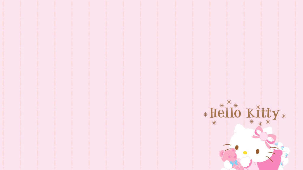 Hello Kitty, pink bow, teddy bear, SD Desktop Wallpaper