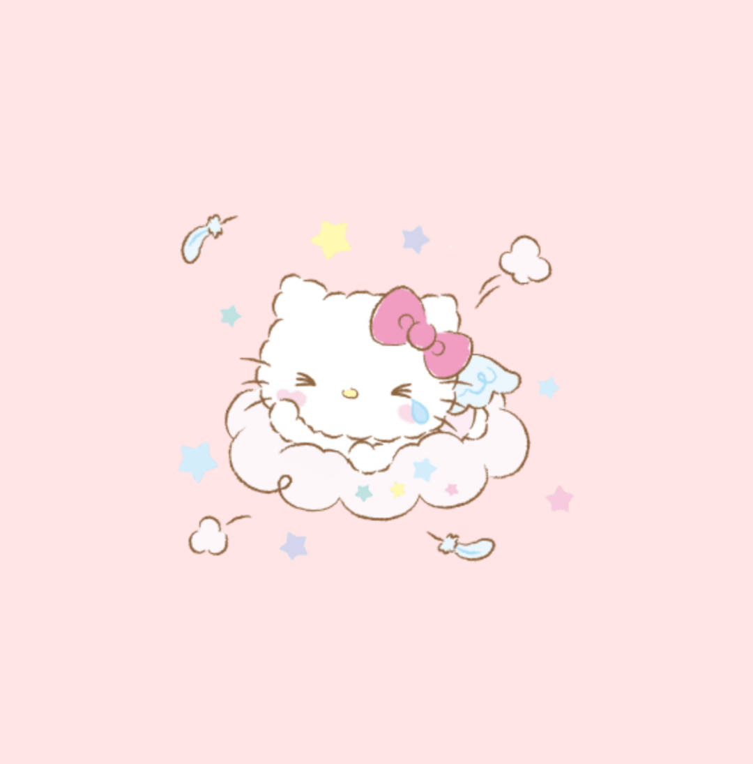 Hello Kitty, pink bow, fluffy cloud, SD Phone Wallpaper